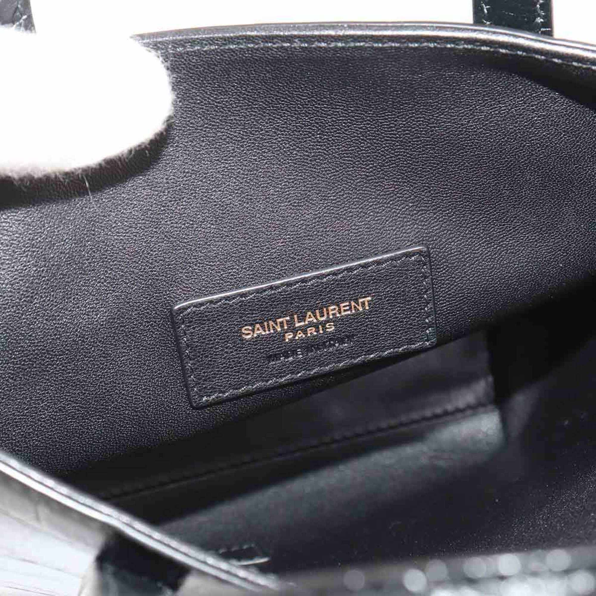 Saint Laurent Black Leather Handbag Tote Bag (Pre-Owned)
