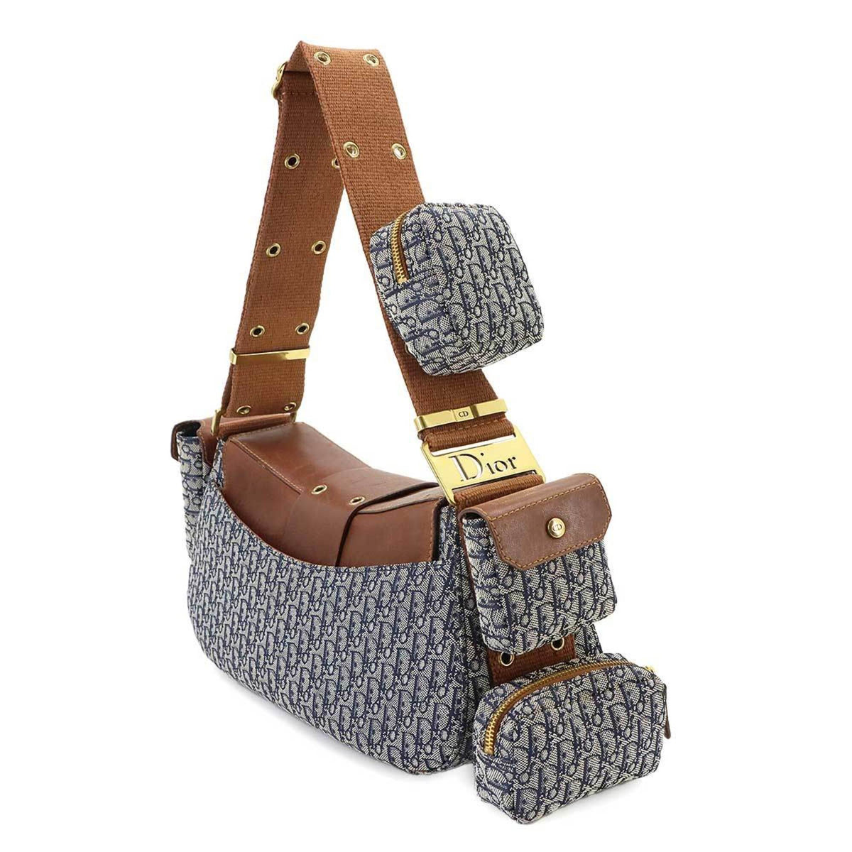 Christian Dior Brown Navy Trotter Handbag Pouch Shoulder Bag (Pre-Owned)