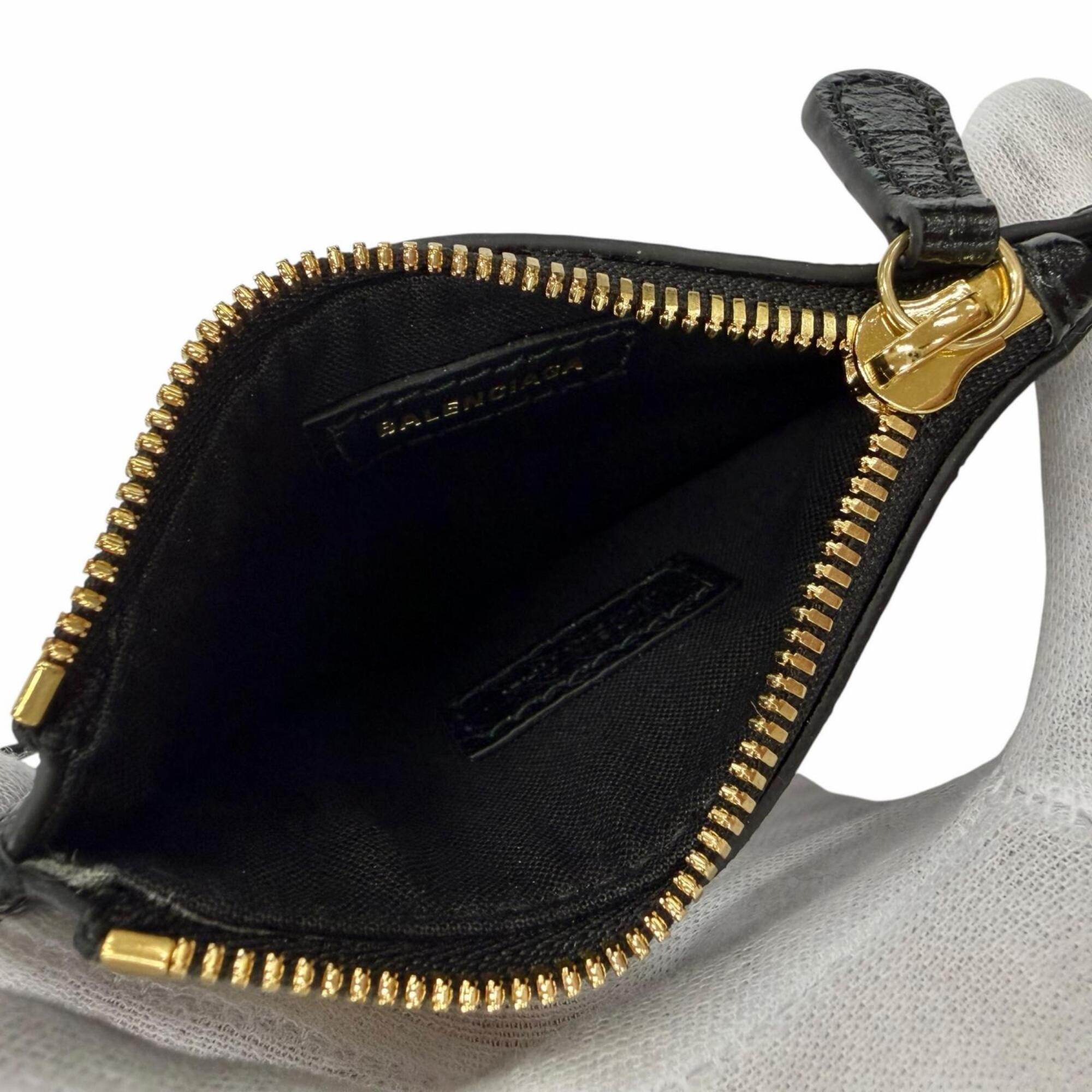 Balenciaga Black Leather Coin Purse/Coin Case (Pre-Owned)
