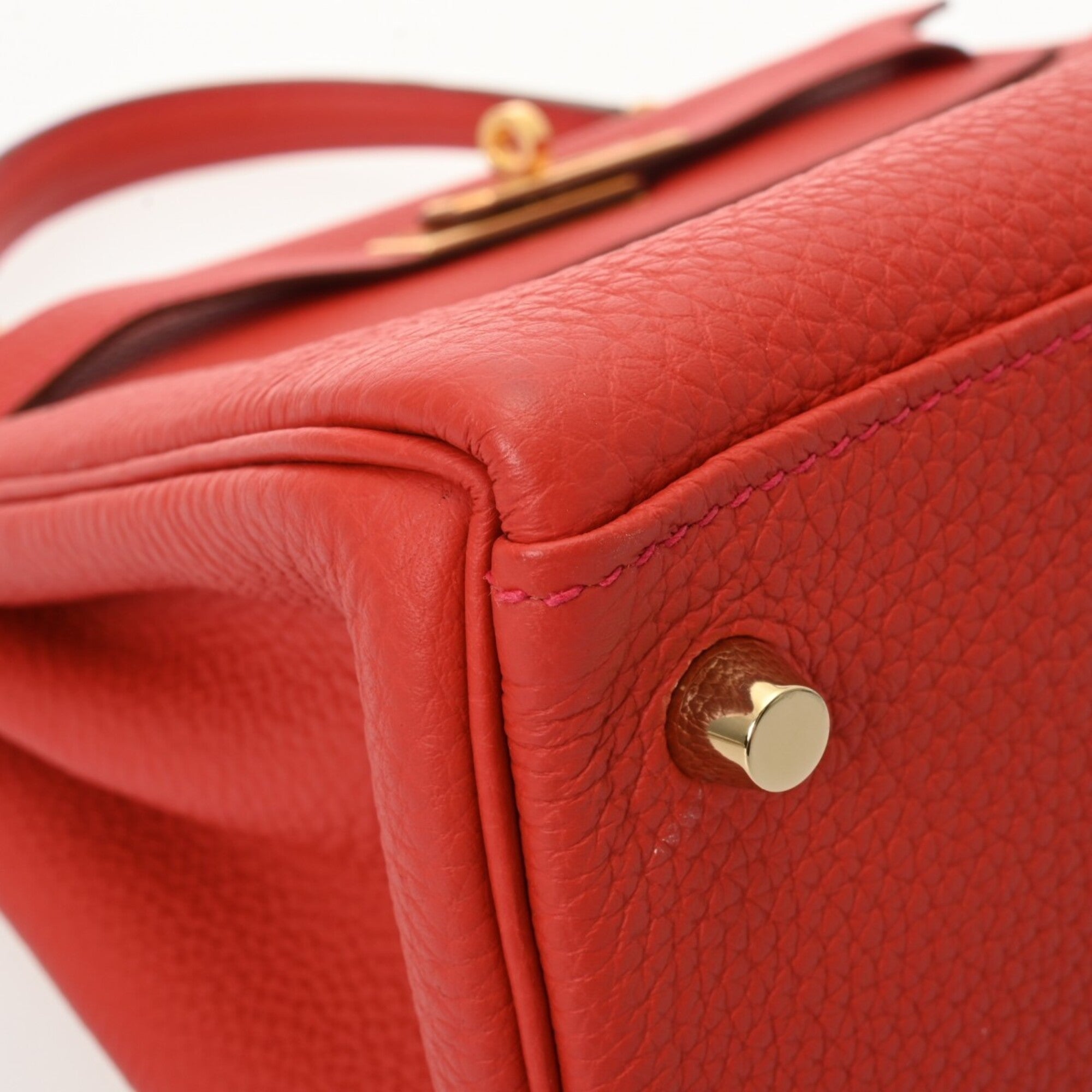 Hermes Vermilion Taurillon Clemence Leather Handbag (Pre-Owned)