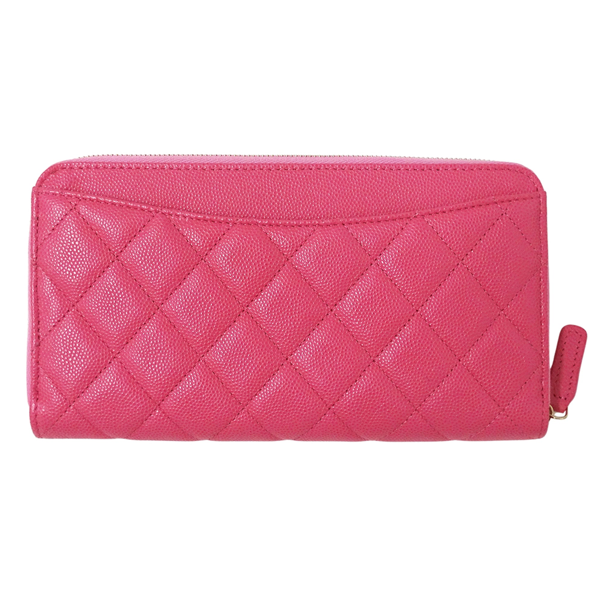 Chanel Pink Grained Calfskin Long Wallet (Bi-Fold) (Pre-Owned)