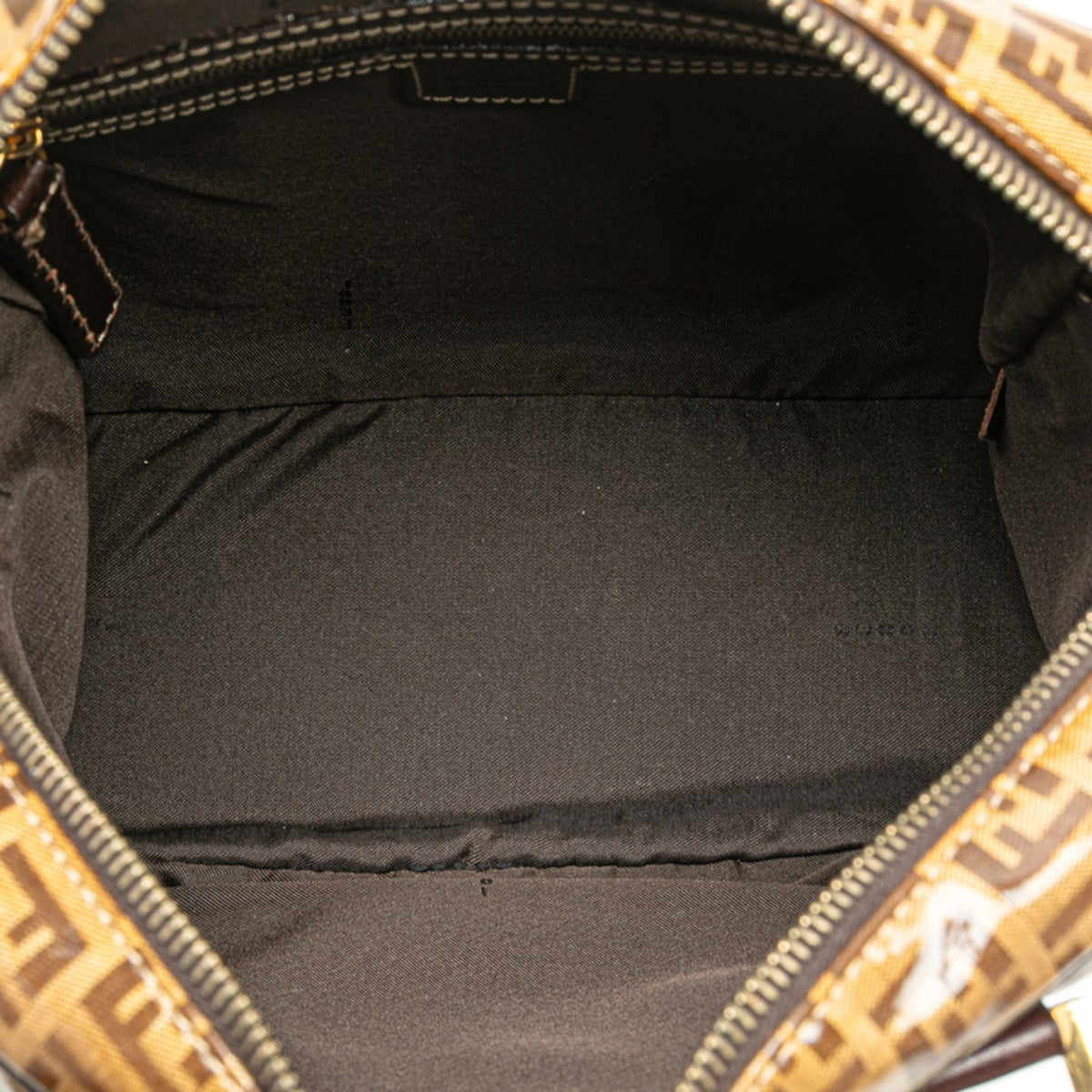Fendi Brown Leather Canvas Handbag (Pre-Owned)