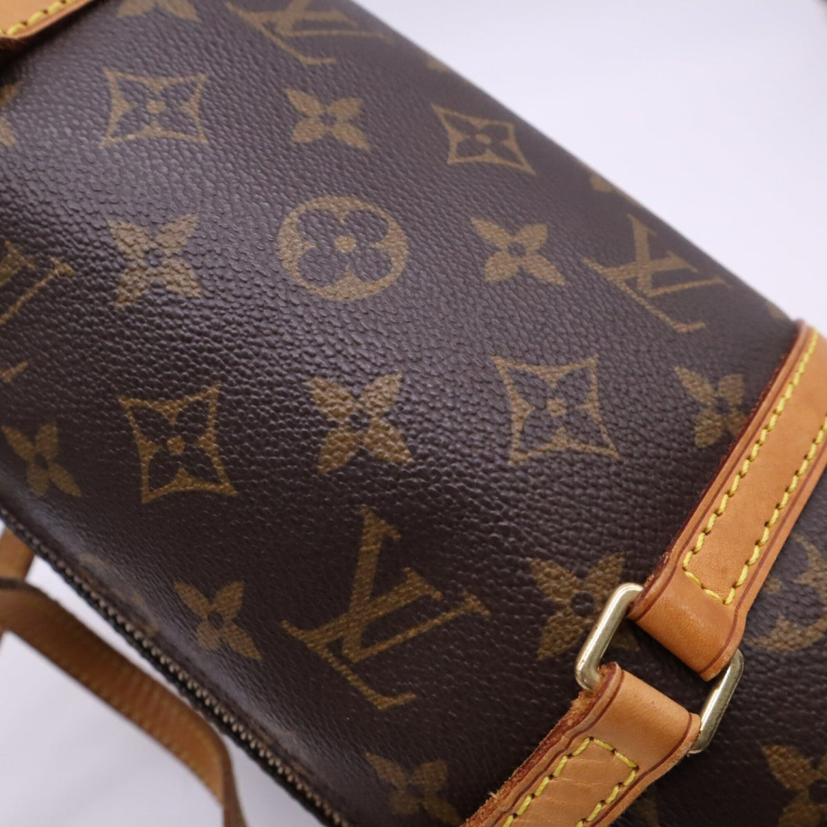 Louis Vuitton Monogram Beige Brown Coated Canvas Leather Handbag (Pre-Owned)
