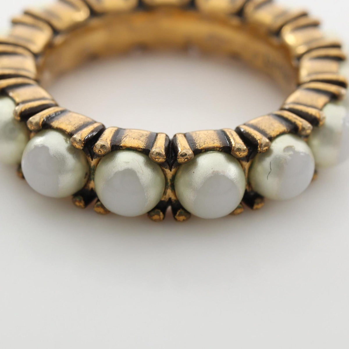 Christian Dior Gold White Gold Plating Band Ring (Pre-Owned)