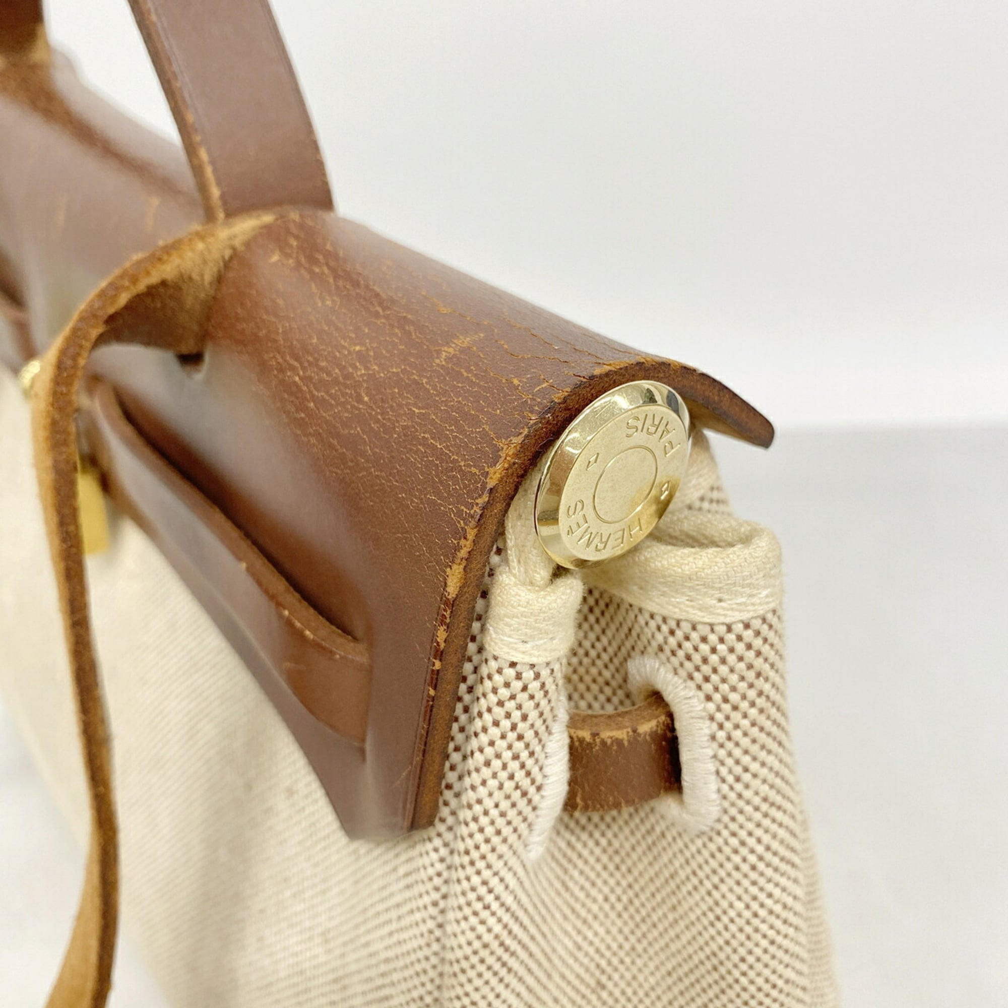 Hermes Brown Toile H Handbag (Pre-Owned)