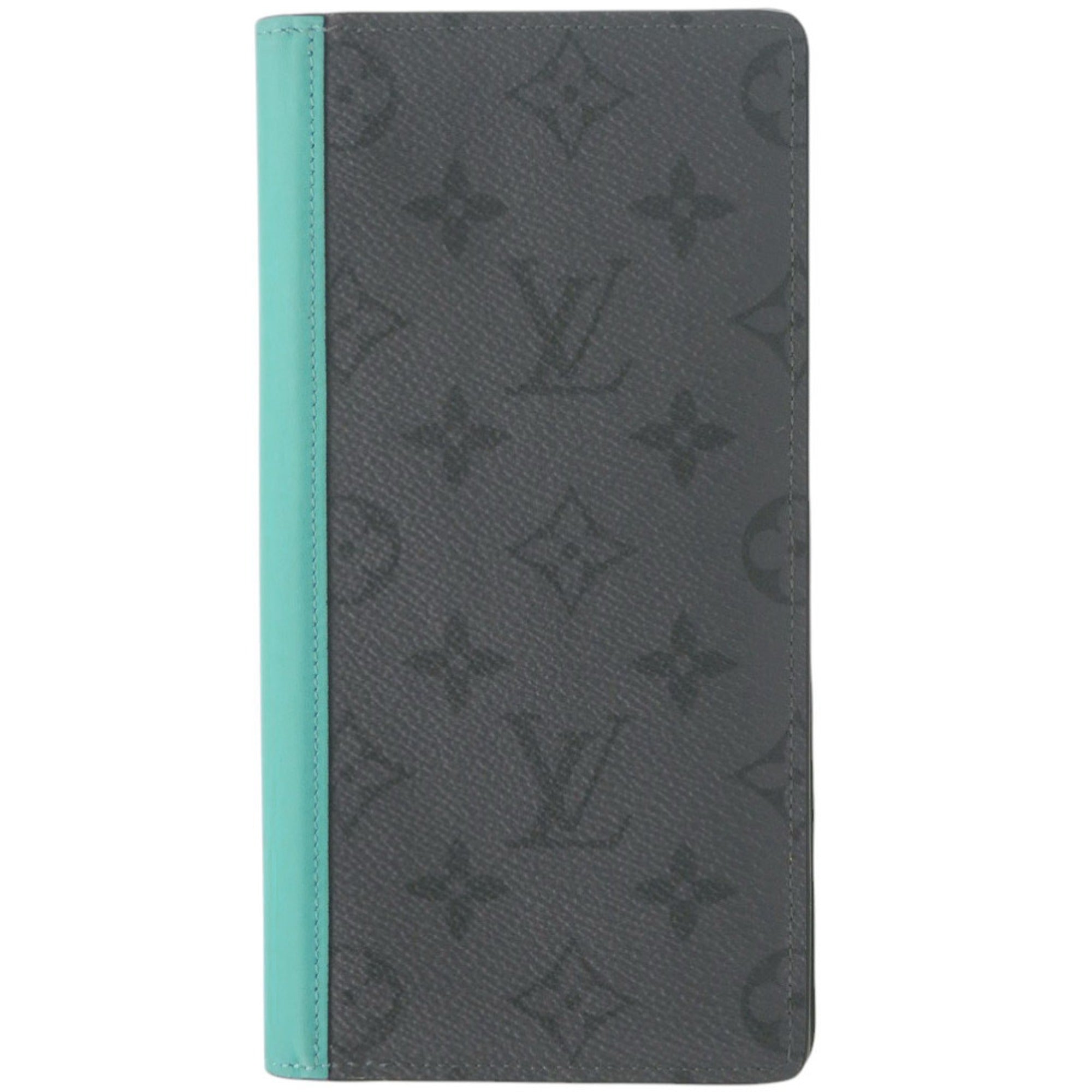 Louis Vuitton Black Gray Monogram Eclipse Turquoise Monogram Eclipse Long Wallet (Bi-Fold) (Pre-Owned)