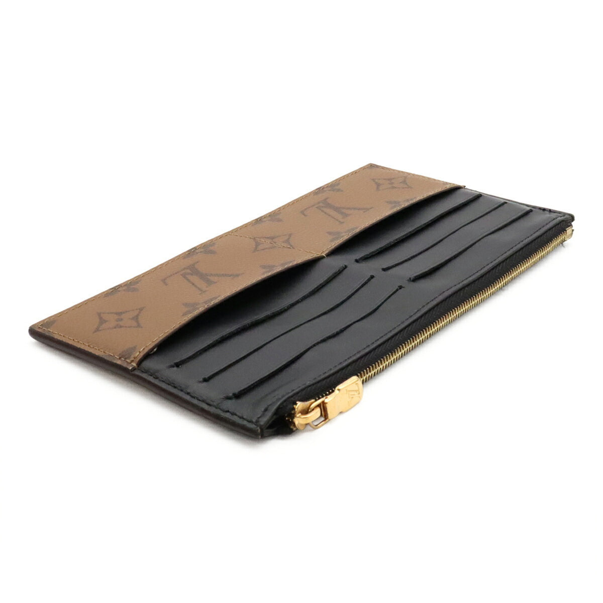 Louis Vuitton Black Brown Monogram Monogram Reverse Card Wallet (Pre-Owned)