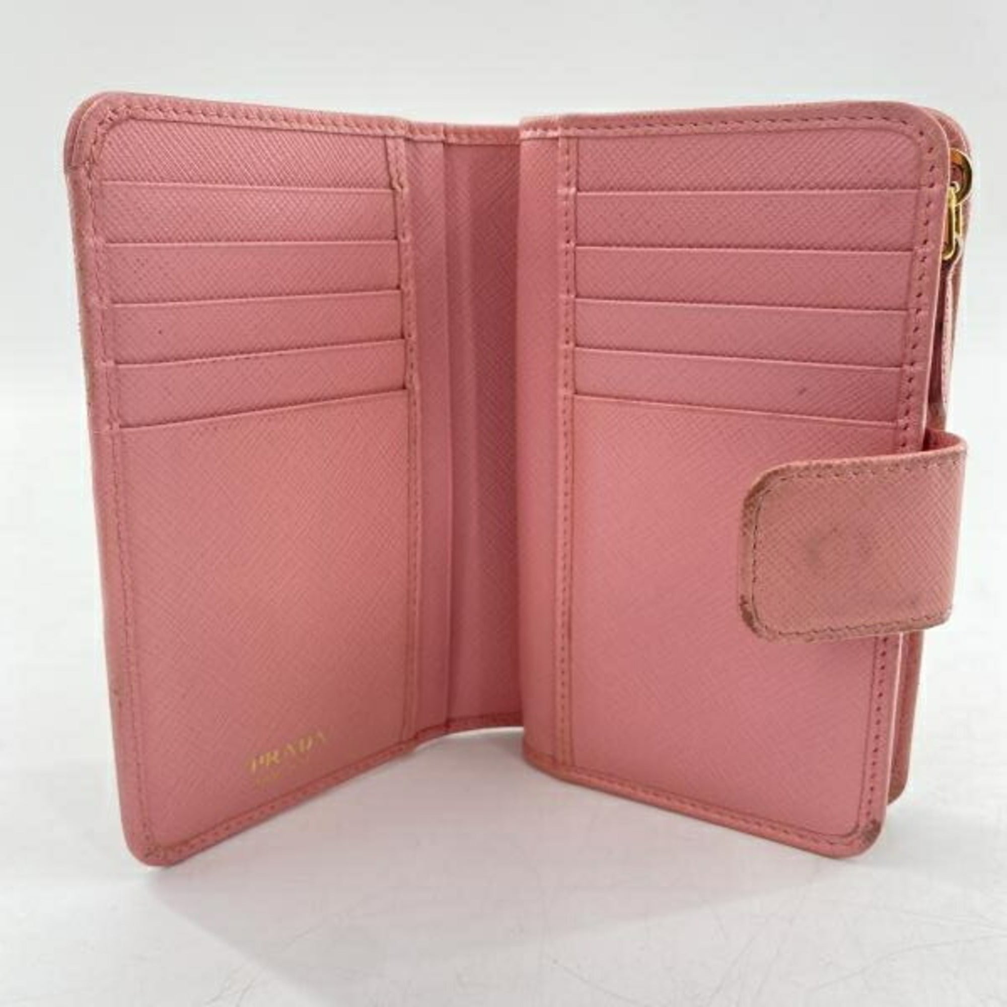Prada Pink Saffiano Triangle Wallet (Bi-Fold) (Pre-Owned)