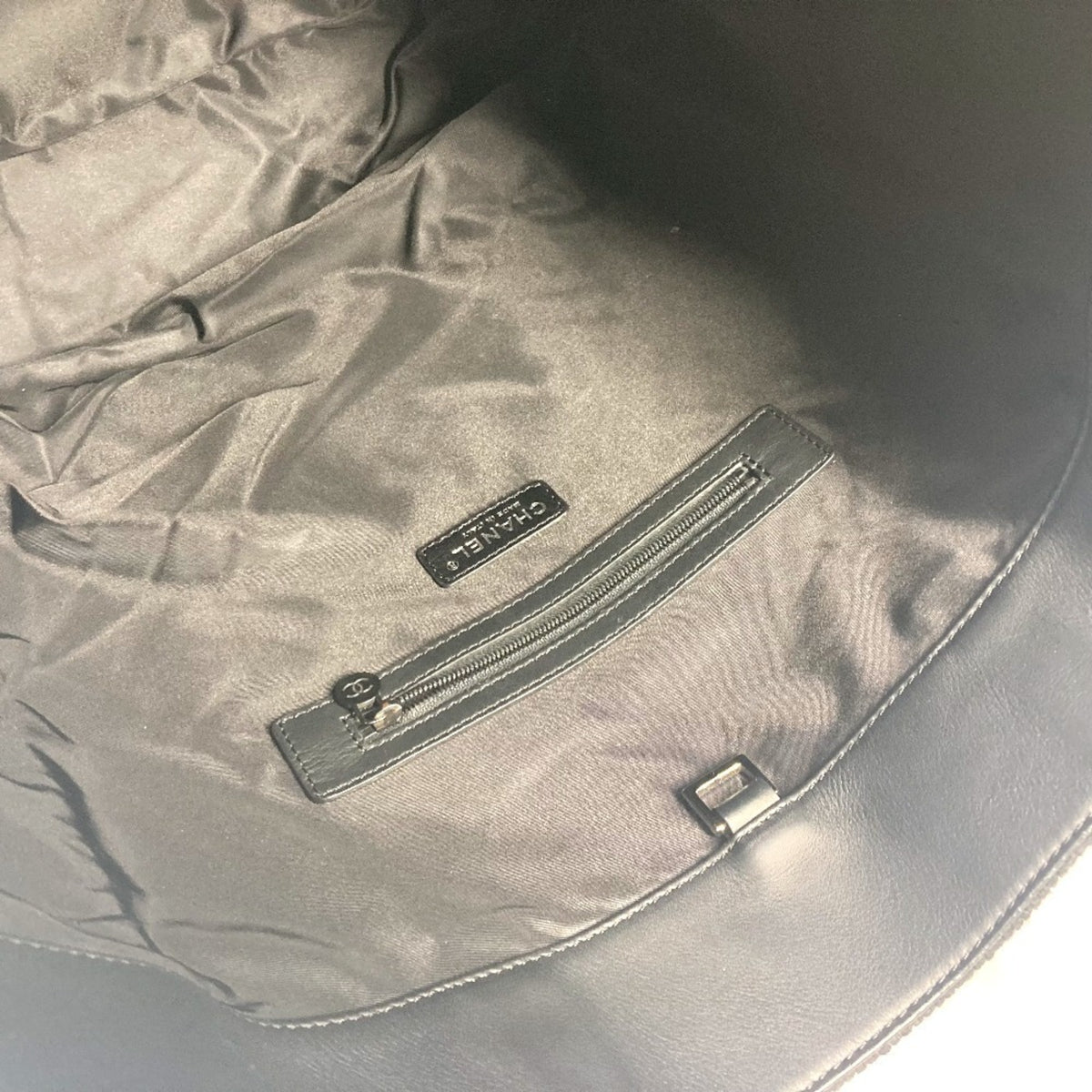 Chanel Black Knit Leather Shoulder Bag Tote Bag (Pre-Owned)