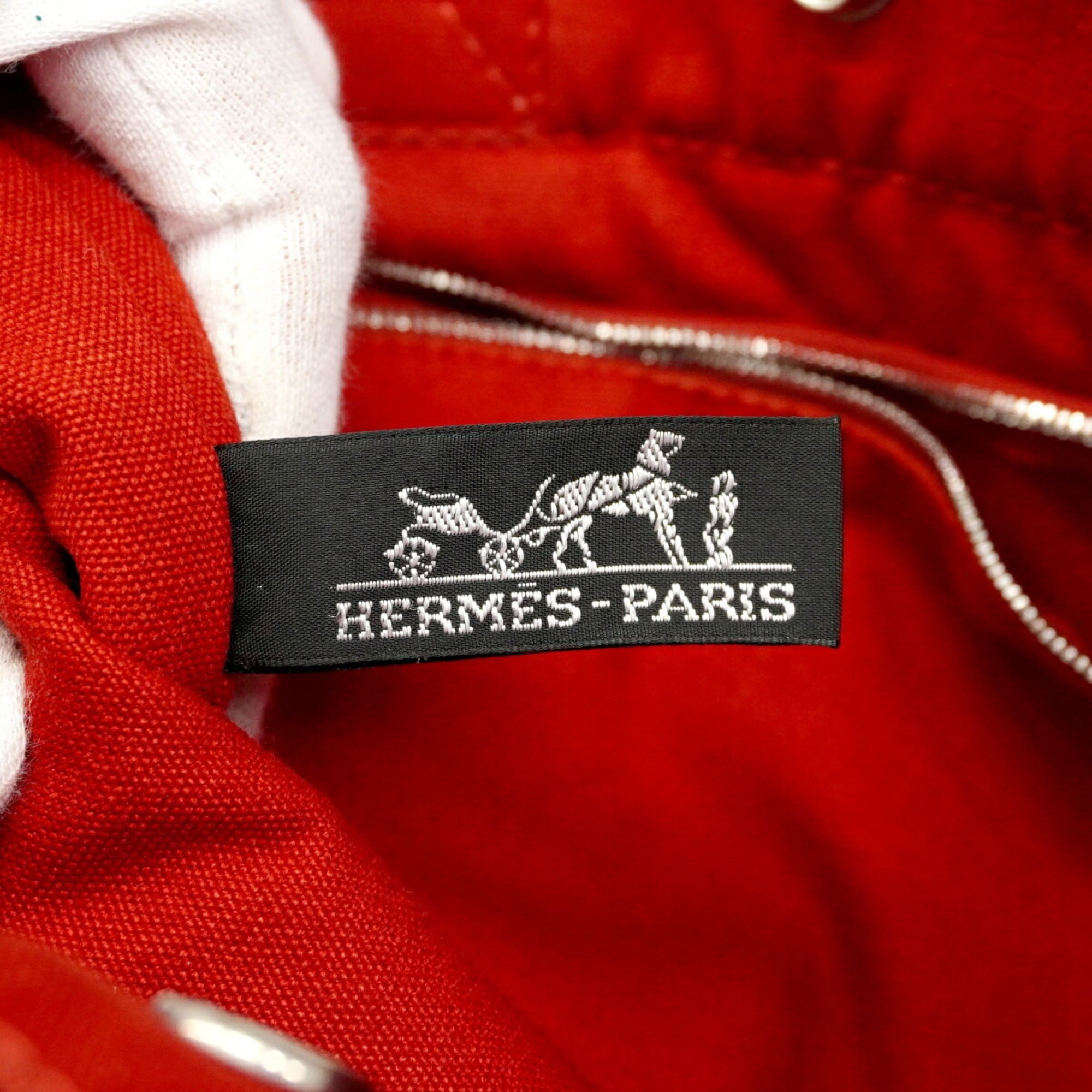Hermes Red Color Canvas Tote Bag (Pre-Owned)