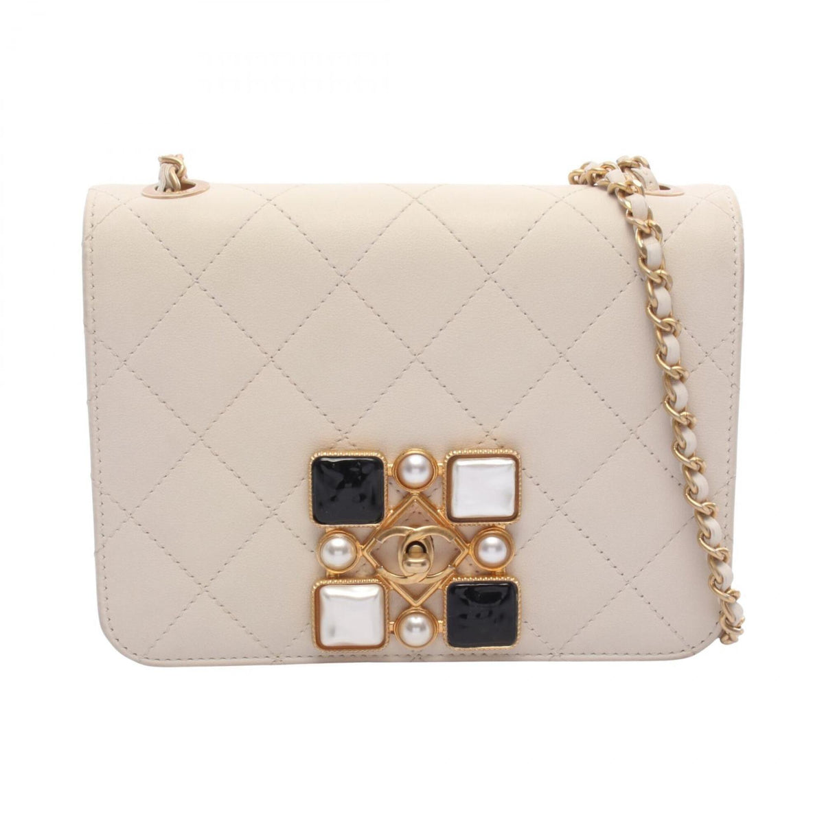 Chanel Matelasse White Leather Handbag Shoulder Bag (Pre-Owned)
