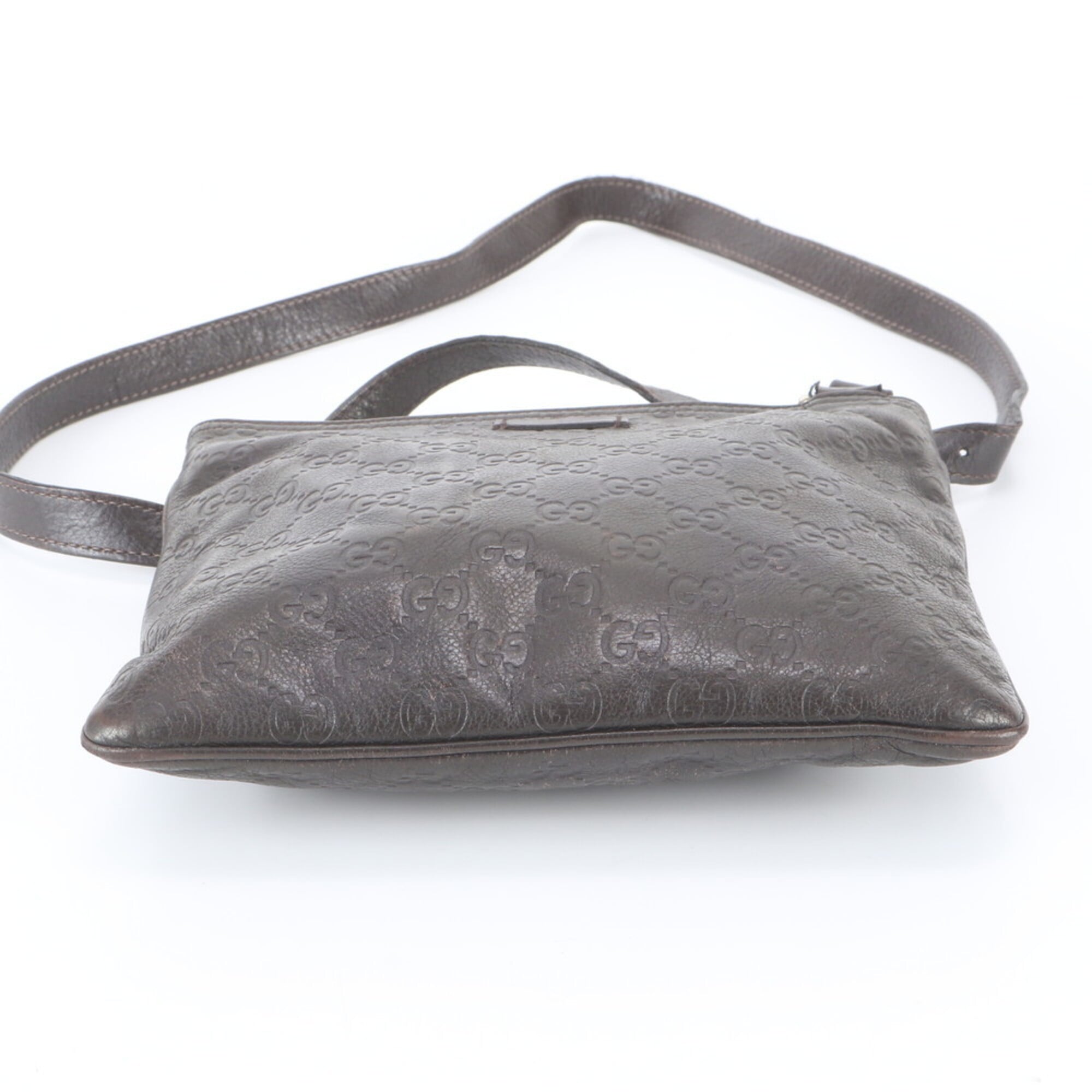 Gucci Brown Leather Messenger Bag Shoulder Bag Tote Bag (Pre-Owned)