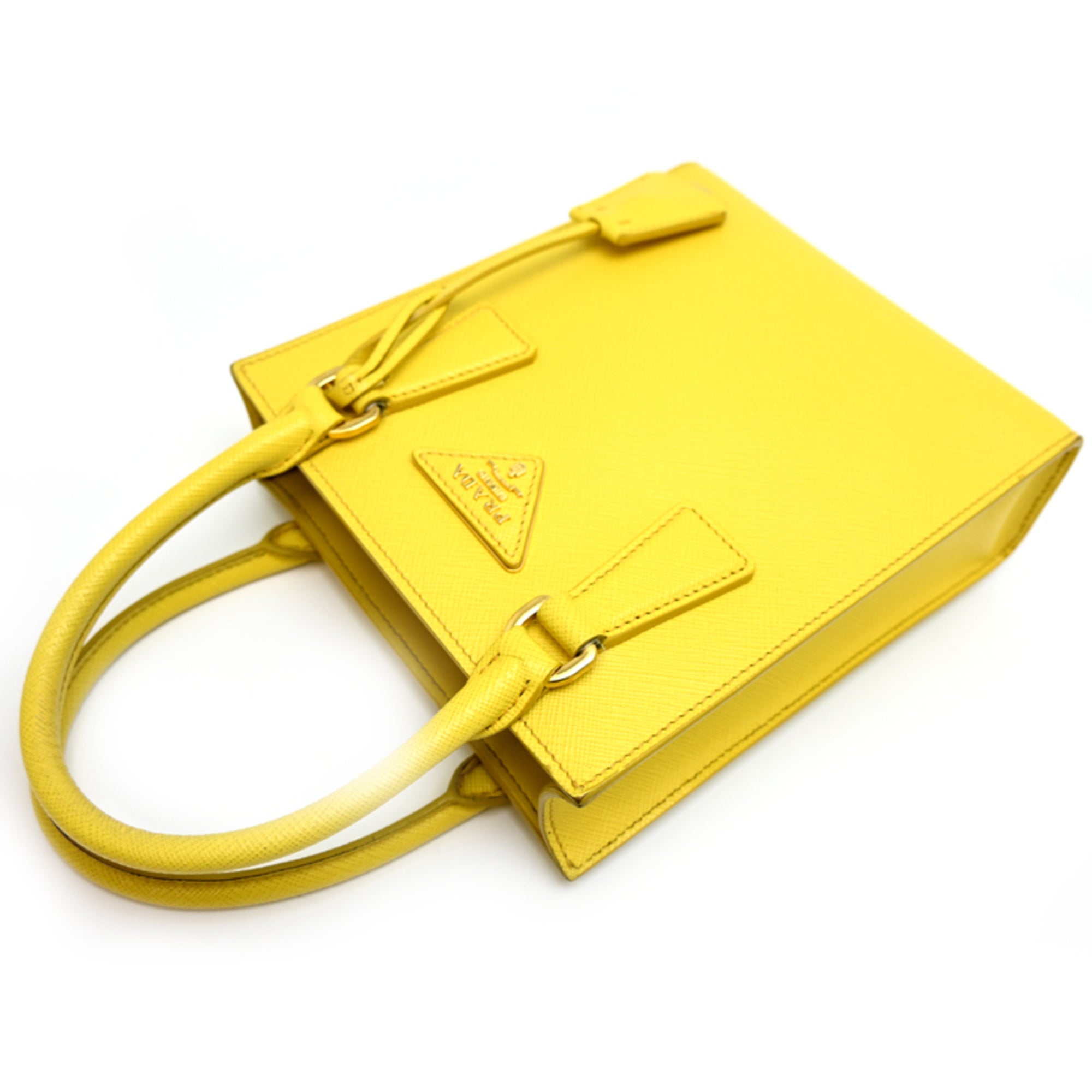 Prada Yellow Leather Handbag Shoulder Bag (Pre-Owned)