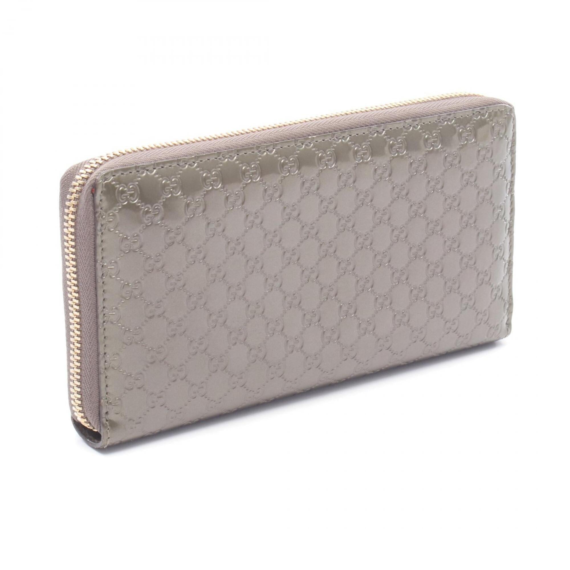 Gucci Khaki Patent Leather Long Wallet (Bi-Fold) (Pre-Owned)
