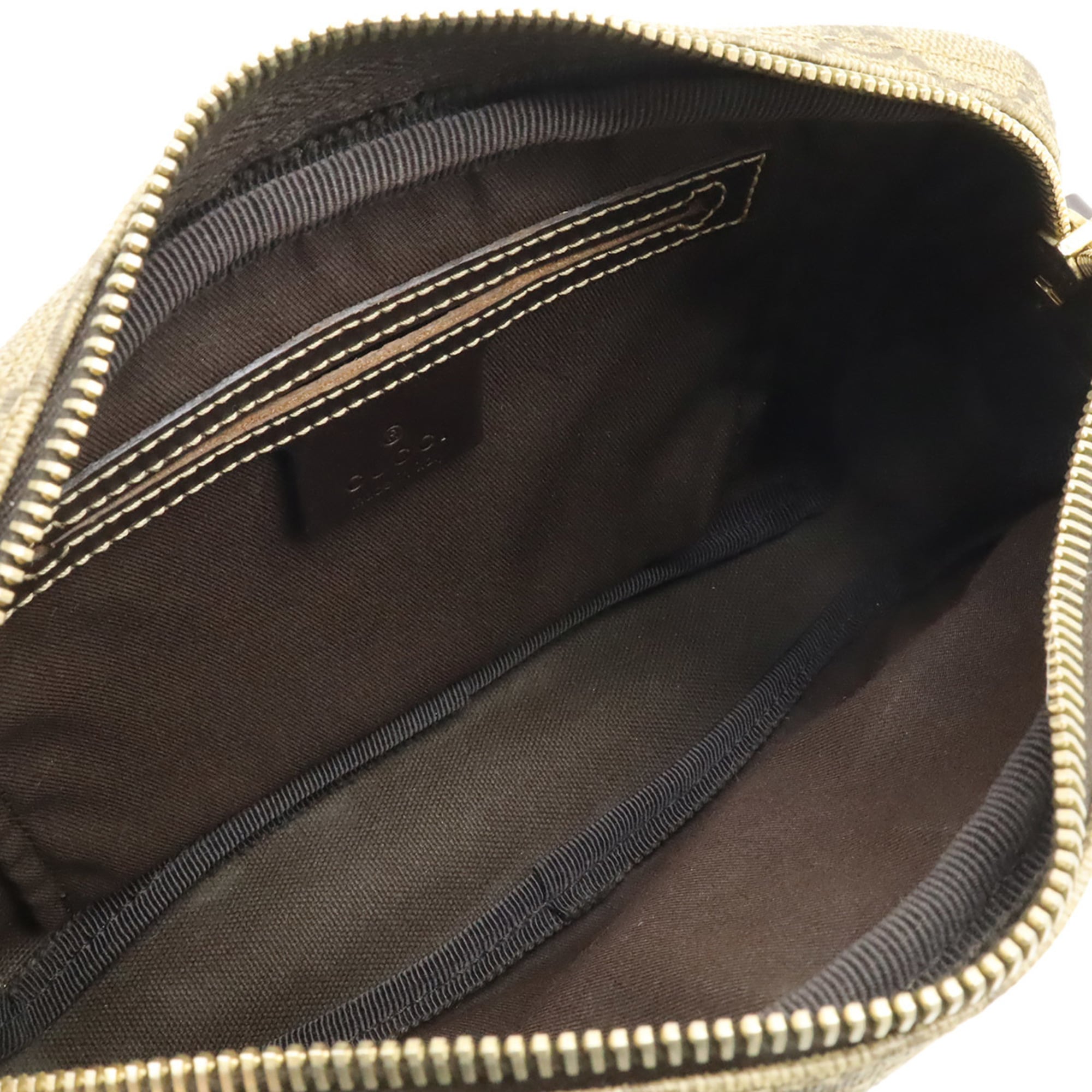 Gucci Beige Dark Brown Khaki Gg Supreme Canvas Leather Pochette Shoulder Bag (Pre-Owned)