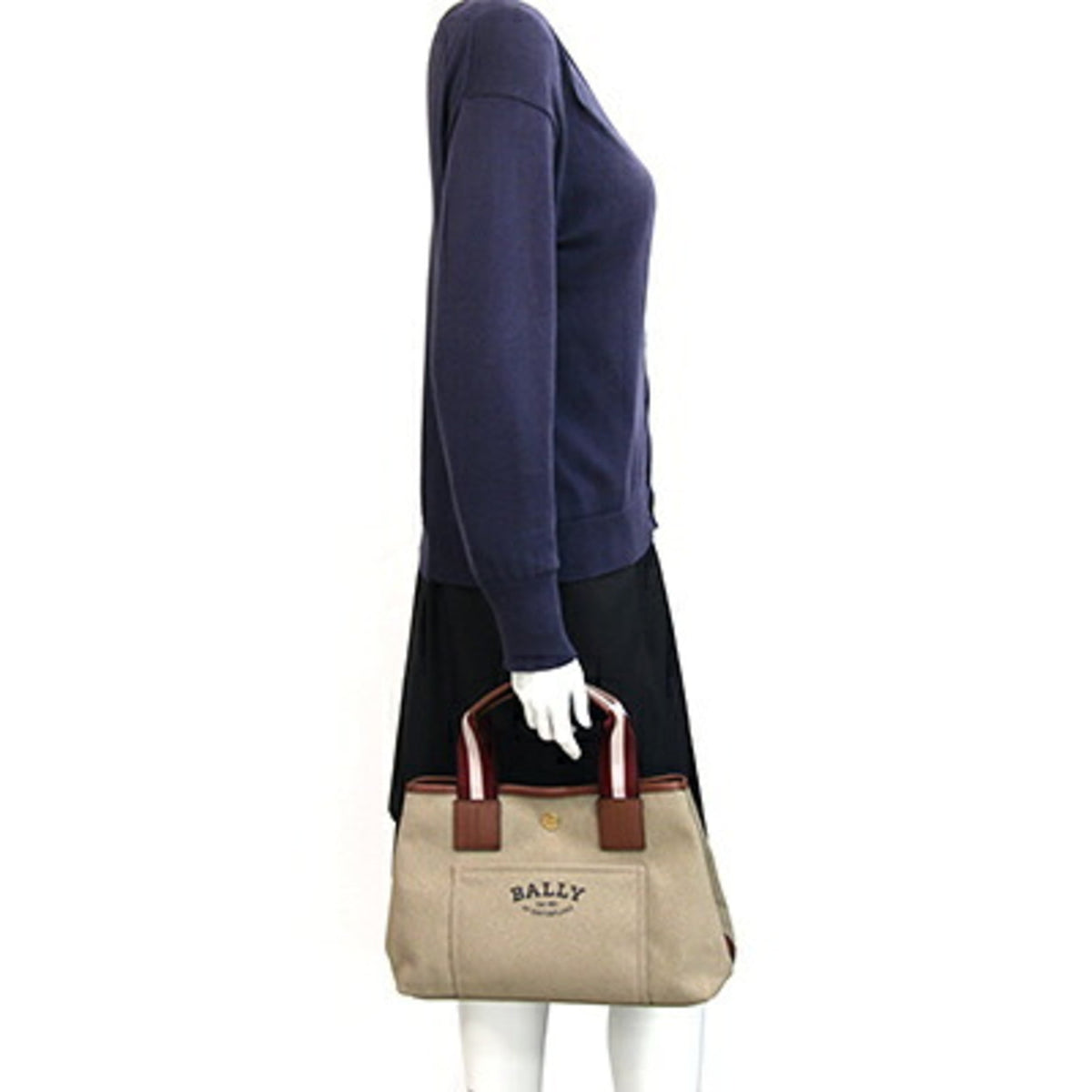 Bally Beige Brown Sand Canvas Leather Handbag (Pre-Owned)