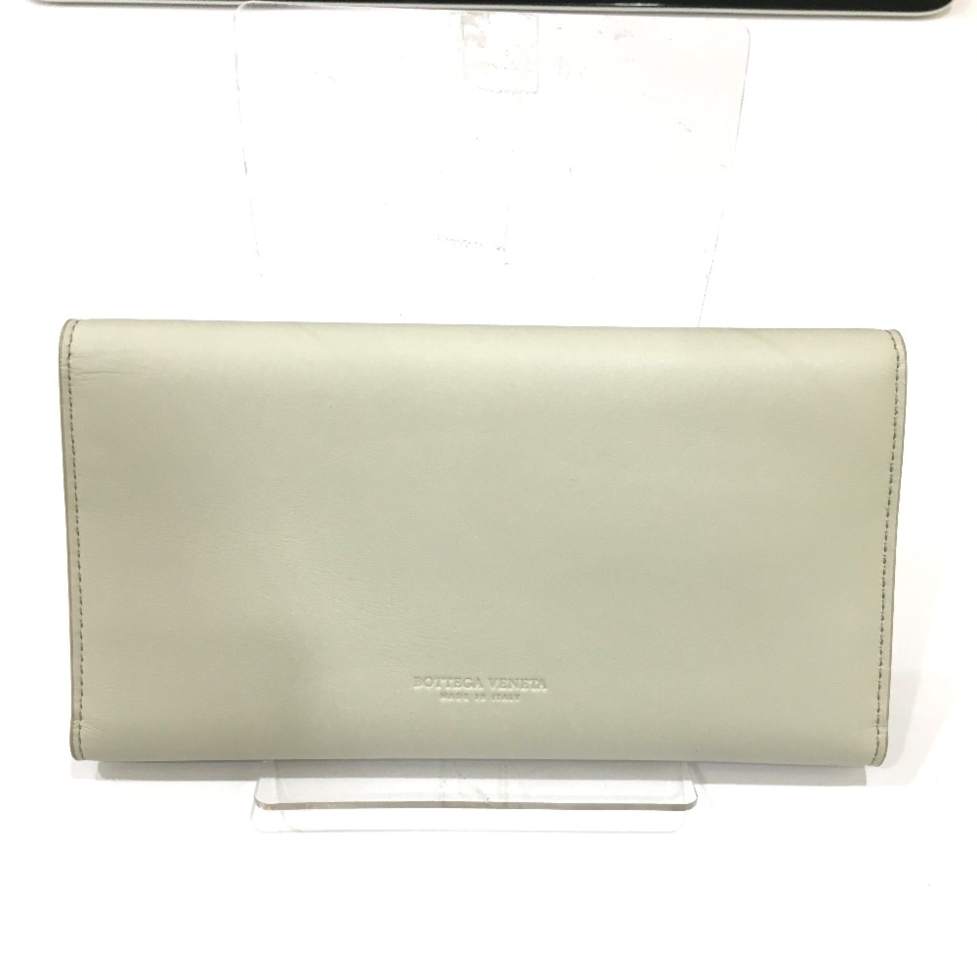 Bottega Veneta White Leather Long Wallet (Bi-Fold) (Pre-Owned)