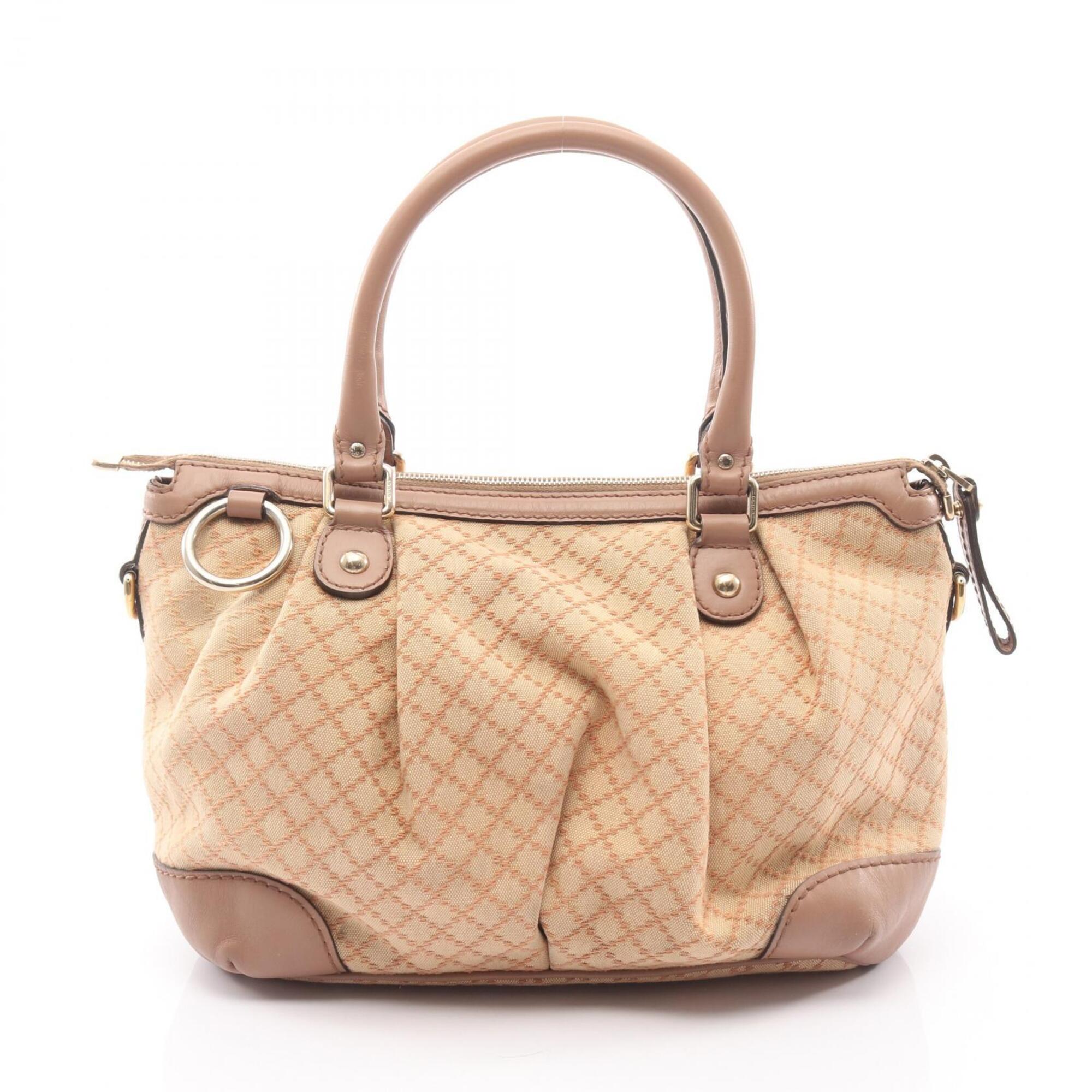 Gucci Beige Canvas Leather Handbag (Pre-Owned)
