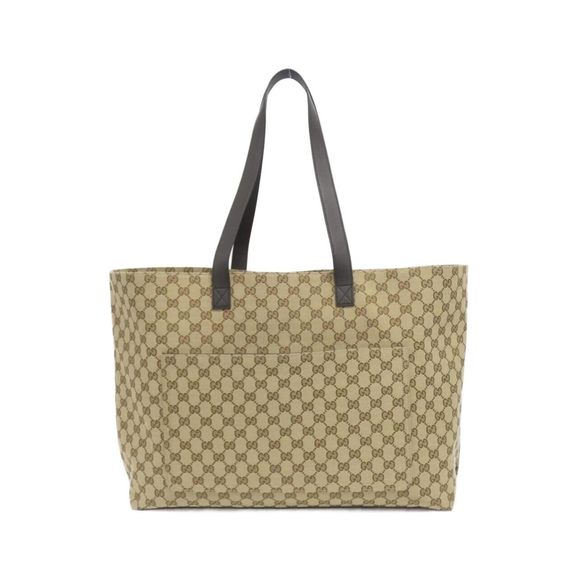 Gucci Beige Brown Gg Canvas Handbag (Pre-Owned)