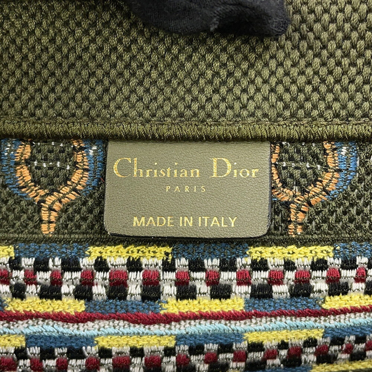 Christian Dior Khaki Multi-Color Purple Canvas Tote Bag (Pre-Owned)