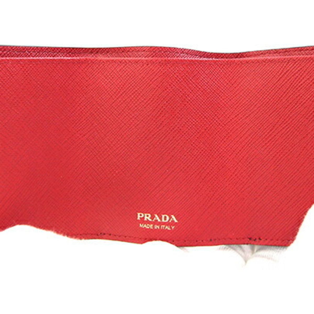 Prada Black Red Color Leather Wallet (Tri-Fold) (Pre-Owned)