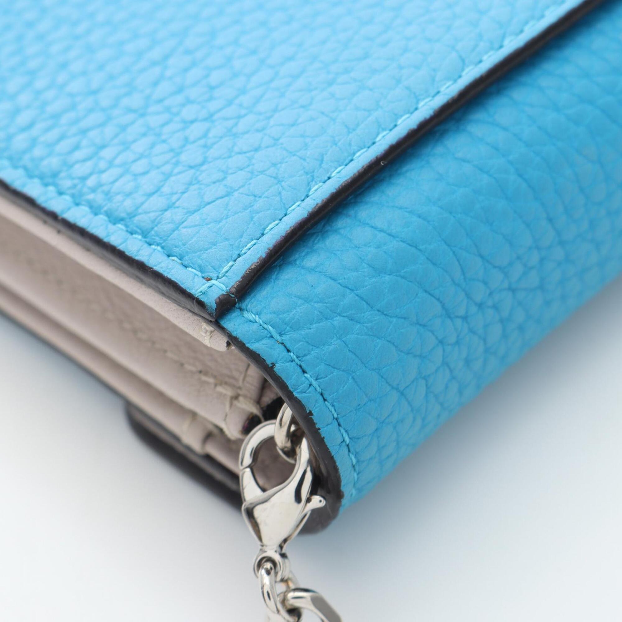 Christian Dior Diorissimo Blue Leather Chain/Shoulder Wallet (Pre-Owned)