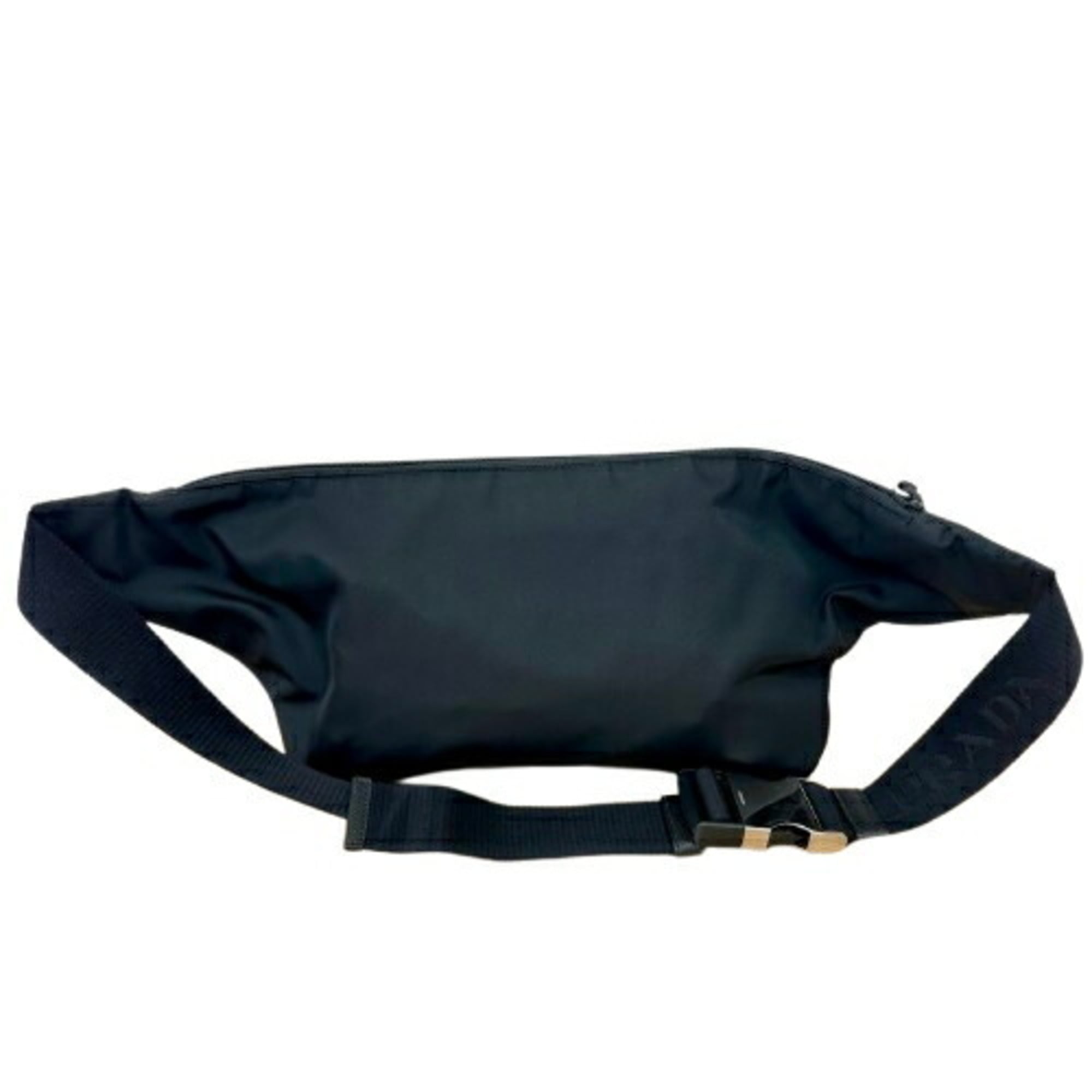 Prada Saffiano Black Nylon Leather Fanny Pack Shoulder Bag (Pre-Owned)