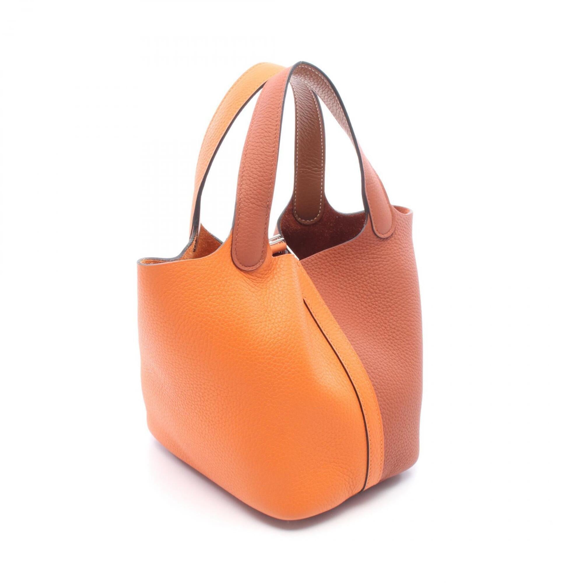 Hermes Bordeaux Brown Orange Taurillon Clemence Leather Handbag (Pre-Owned)