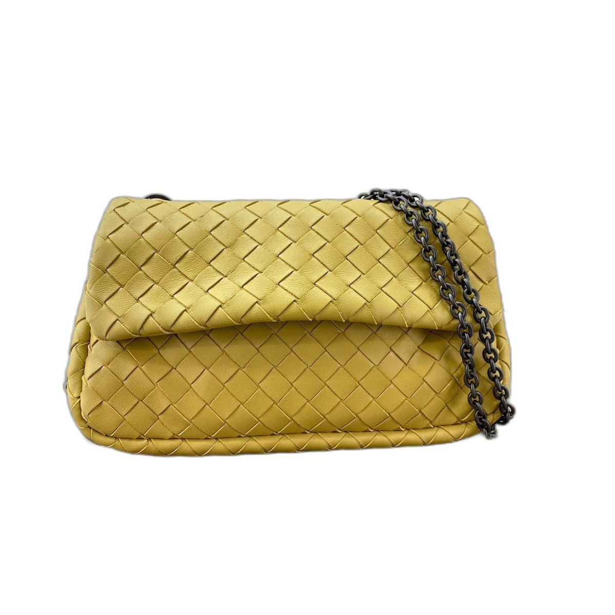 Bottega Veneta Intrecciato Yellow Shoulder Bag (Pre-Owned)