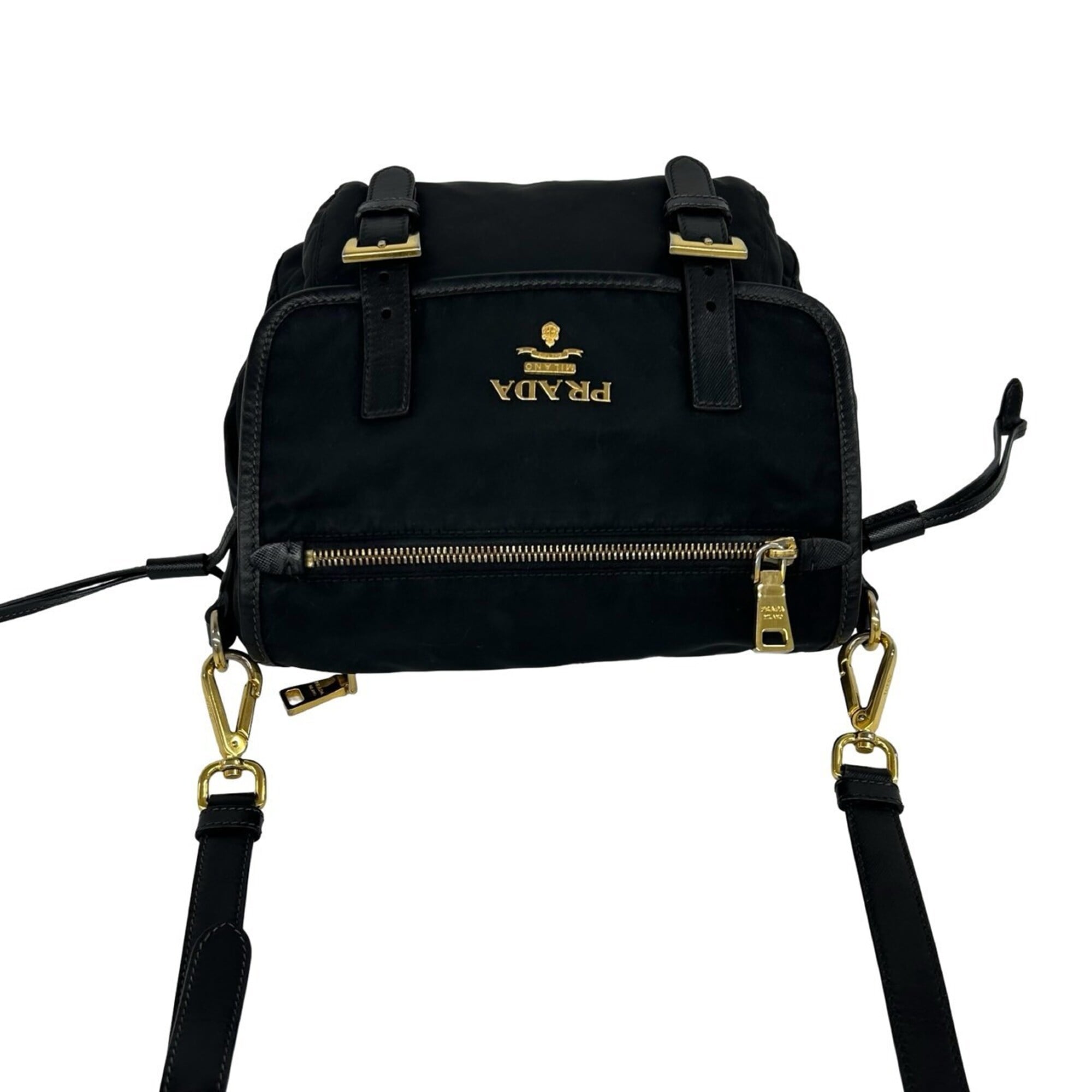Prada Black Nylon Leather Pochette Shoulder Bag (Pre-Owned)