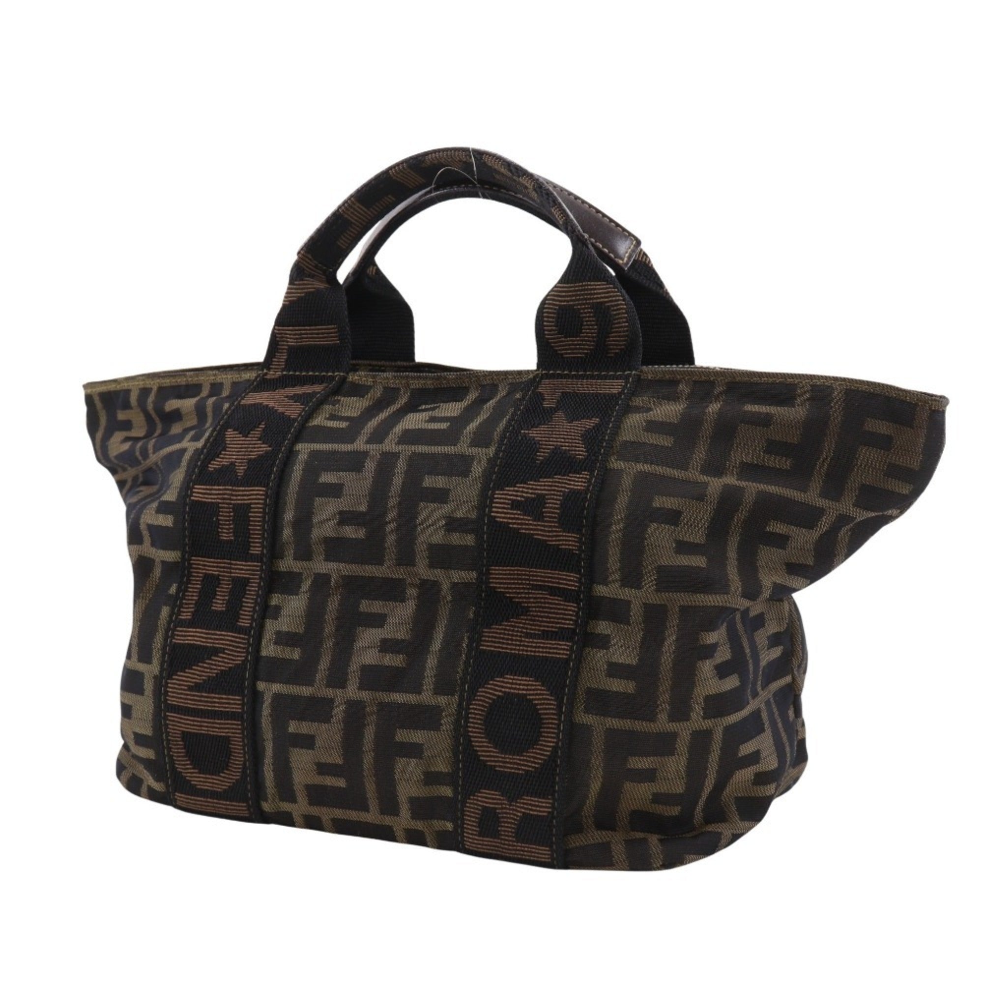 Fendi Brown Nylon Canvas Handbag (Pre-Owned)