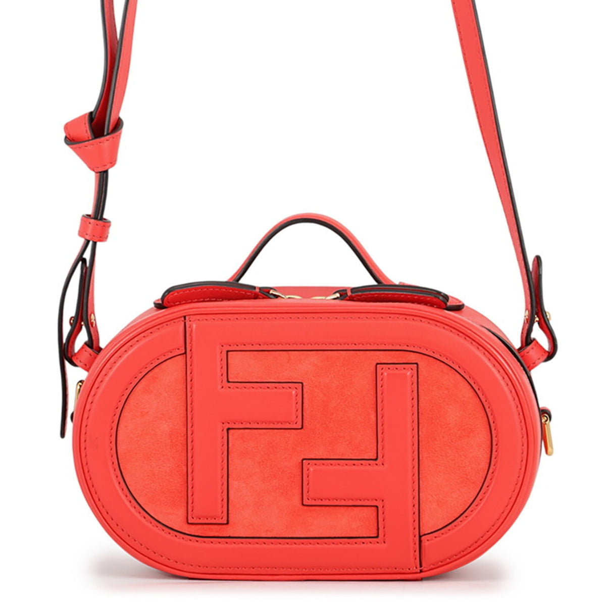 Fendi Red Color Leather Suede Handbag (Pre-Owned)