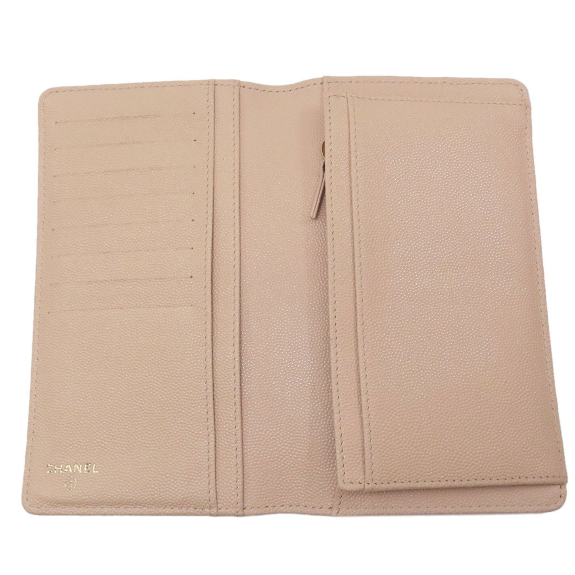 Chanel Beige Long Wallet (Bi-Fold) (Pre-Owned)