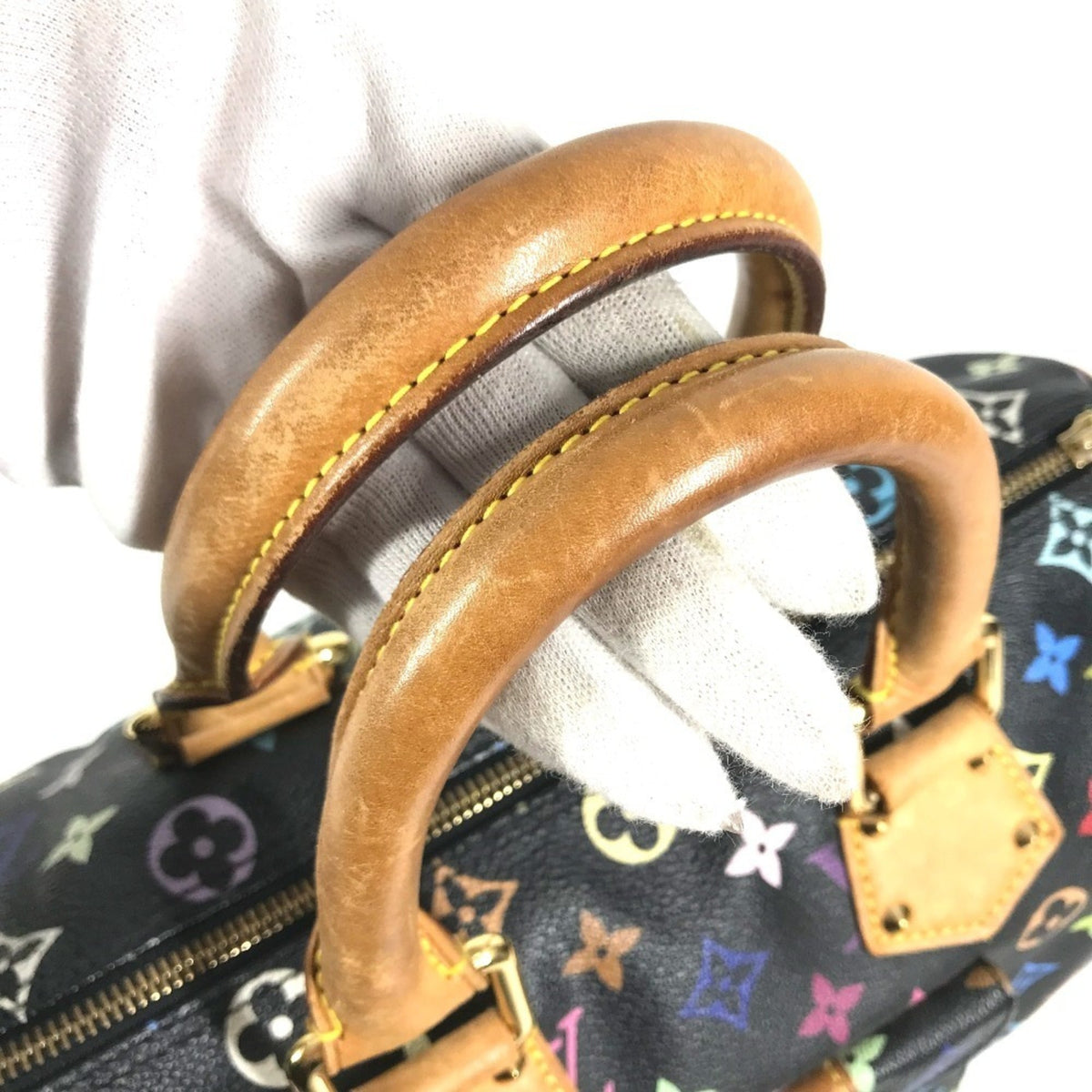 Louis Vuitton Black Noir Monogram Multicolore Canvas Boston Bag Handbag (Pre-Owned)