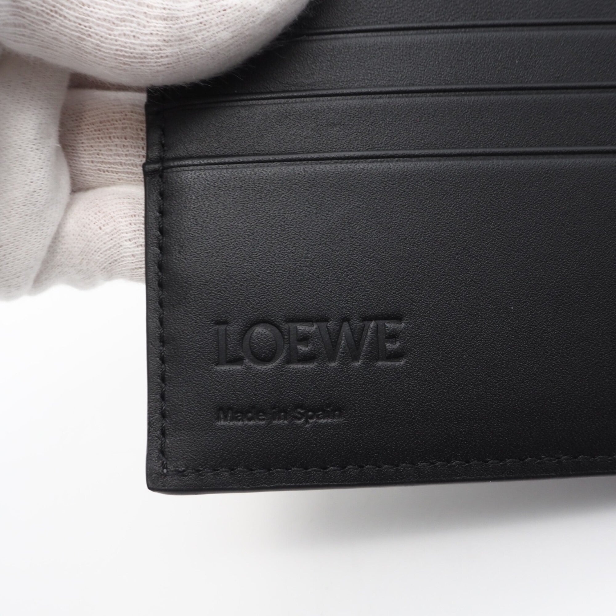 Loewe Black Gray Leather Wallet (Bi-Fold) (Pre-Owned)