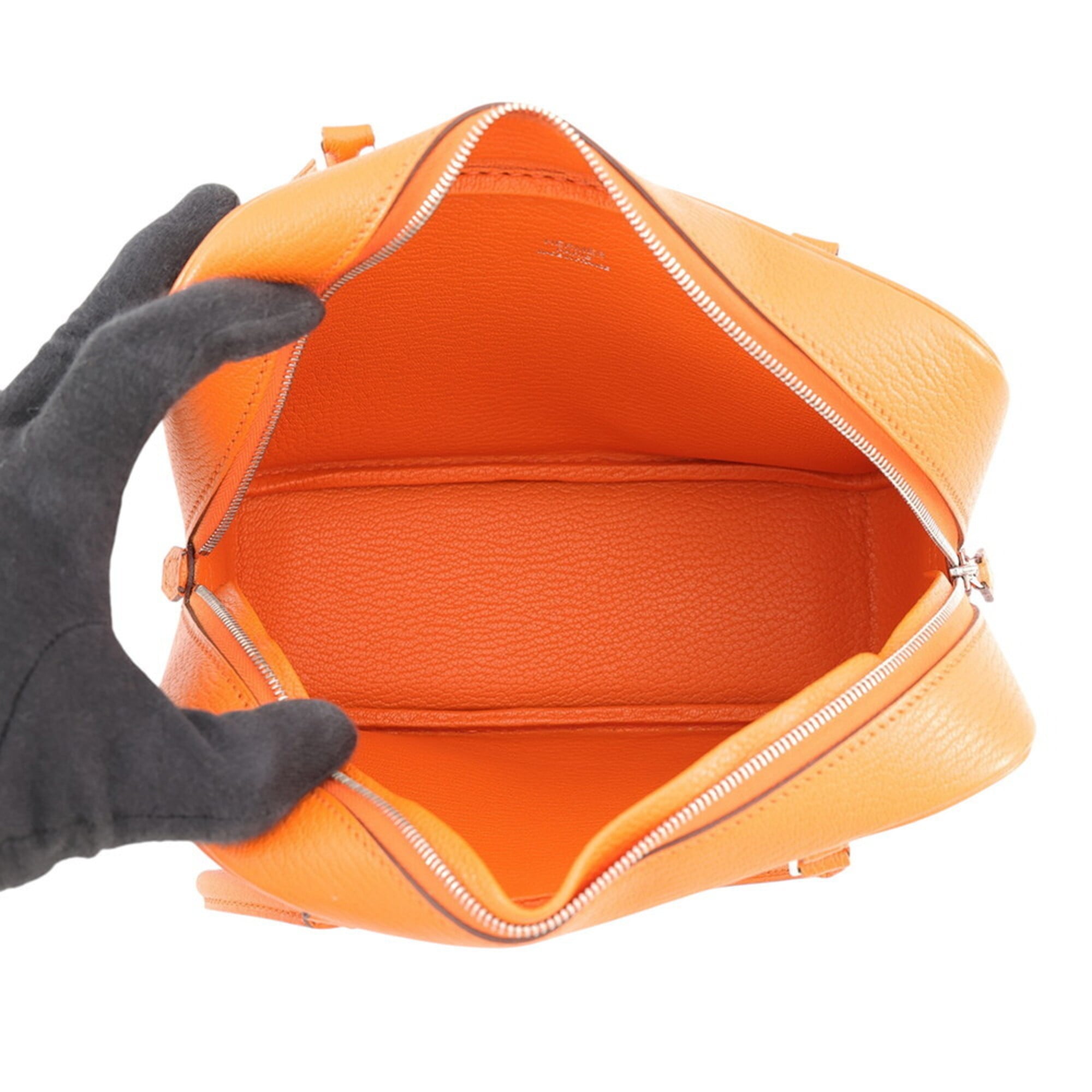 Hermes Plume Orange Chevre Leather Handbag (Pre-Owned)