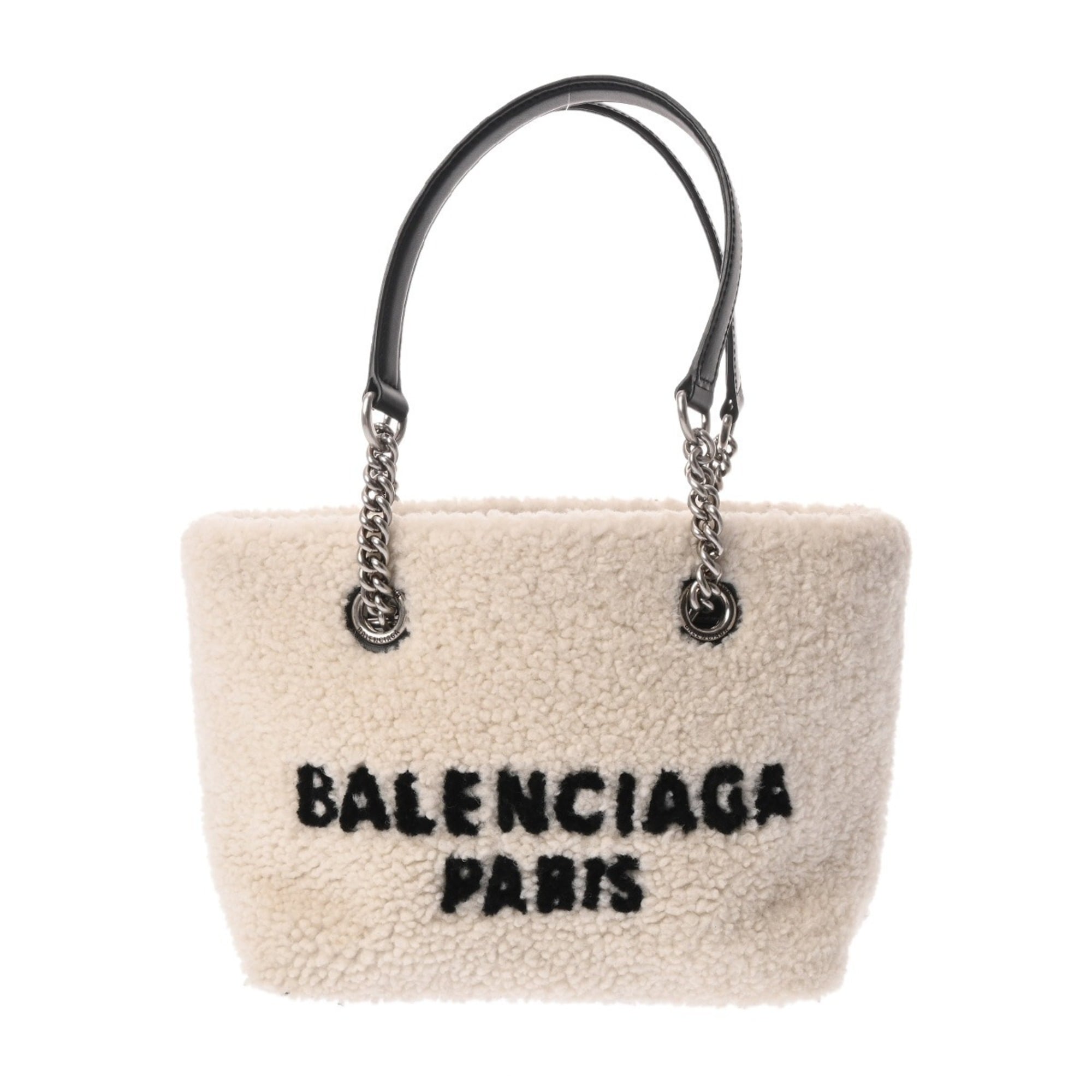 Balenciaga Black White Leather Tote Bag (Pre-Owned)