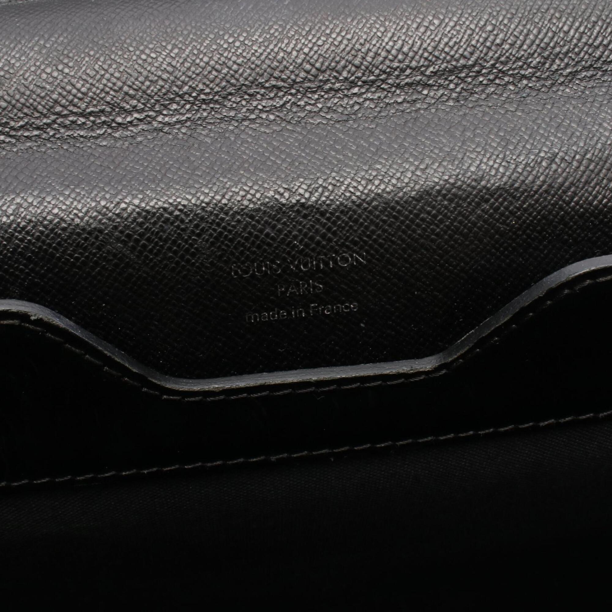 Louis Vuitton Ardoise Black Gray Taiga Leather Leather Handbag (Pre-Owned)