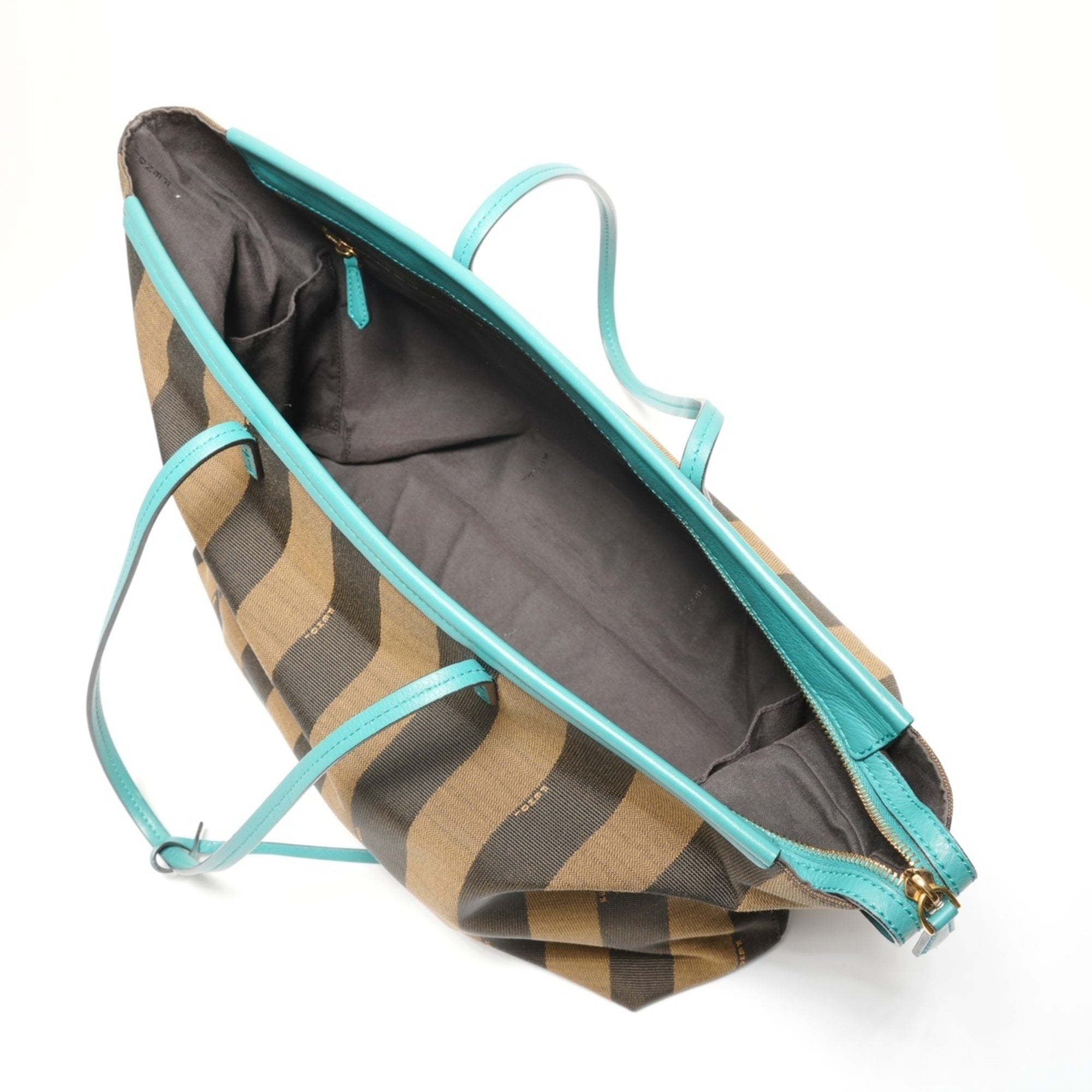 Fendi Pequin Brown Canvas Shoulder Bag (Pre-Owned)