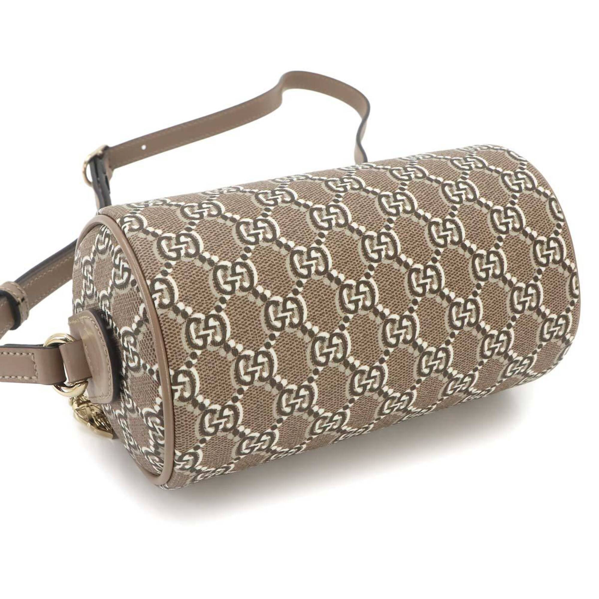 Gucci Beige Gg Supreme Canvas Leather Handbag Shoulder Bag (Pre-Owned)