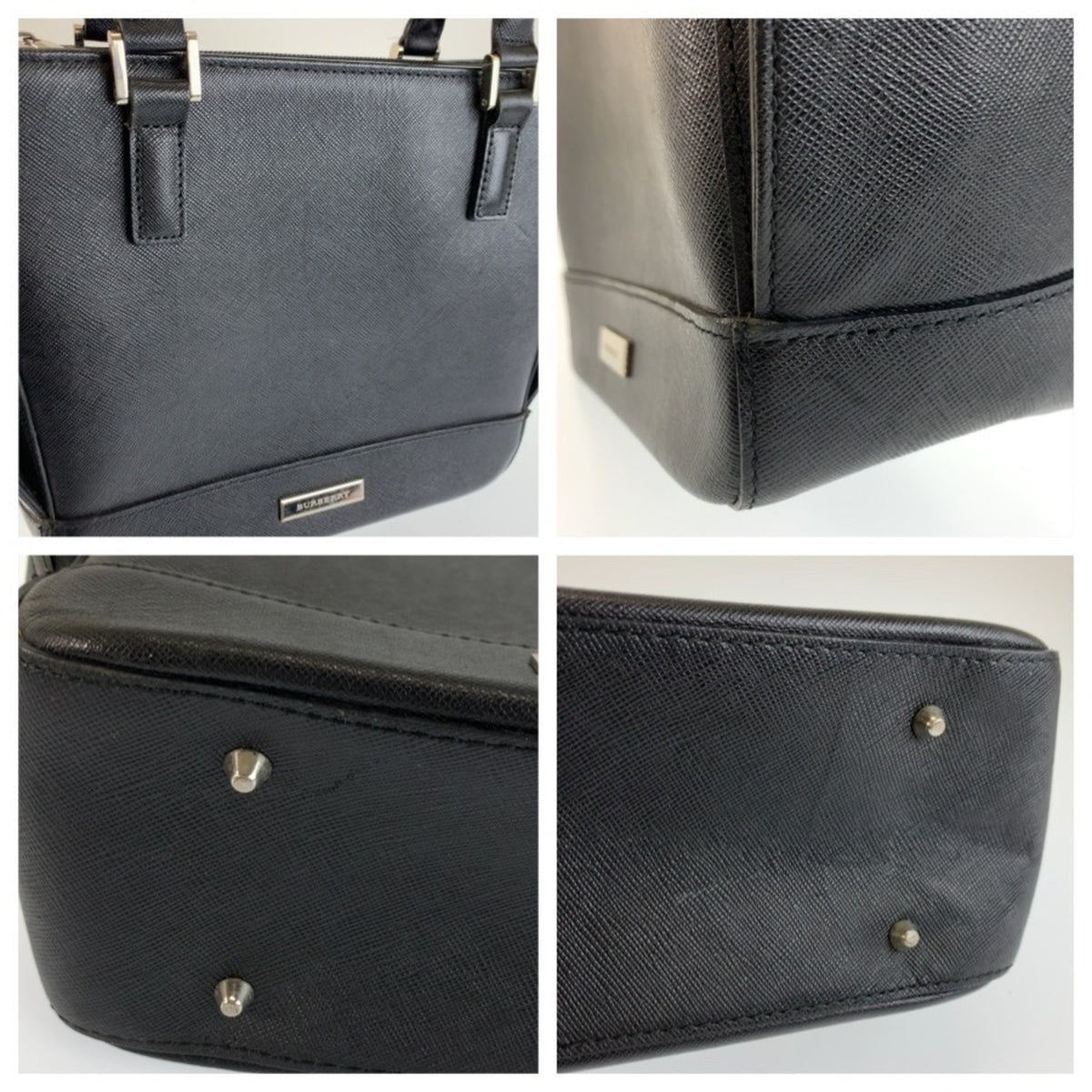 Burberry Black Leather Shoulder Bag Tote Bag (Pre-Owned)