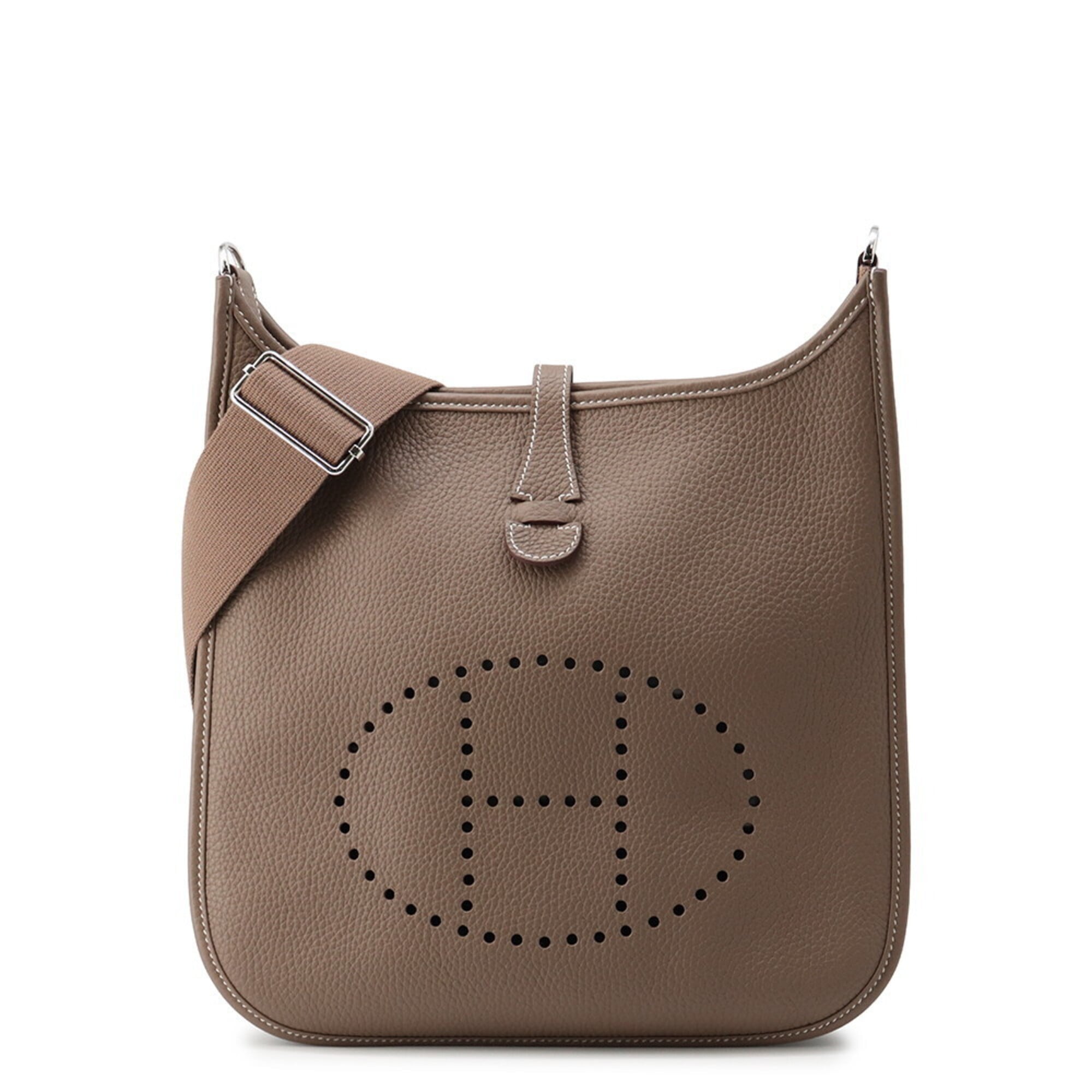 Hermes Etoupe Gray Taurillon Clemence Leather Handbag Shoulder Bag (Pre-Owned)