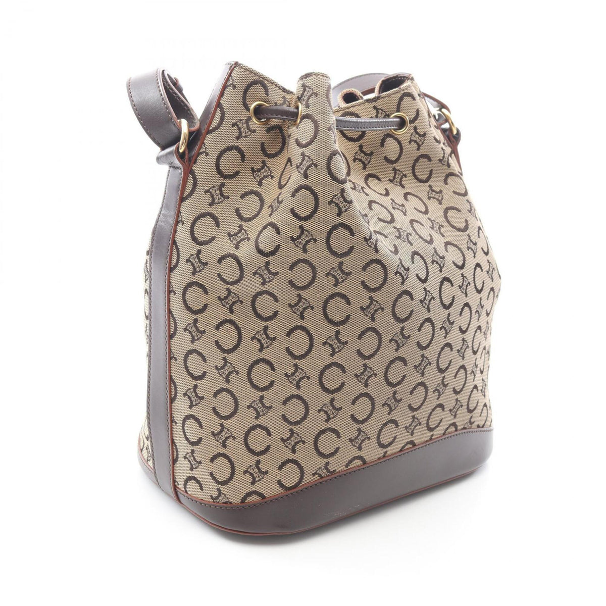 Celine Beige Brown Canvas Leather Handbag Shoulder Bag (Pre-Owned)