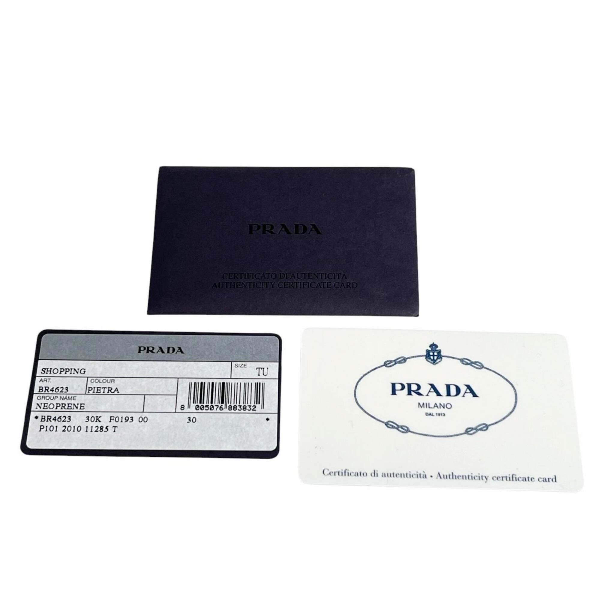 Prada Gray Leather Neoprene Tote Bag (Pre-Owned)