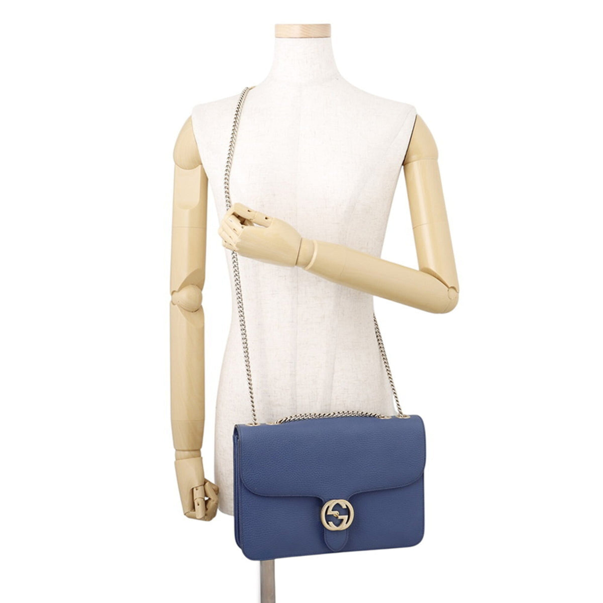 Gucci Black Blue Leather Handbag Shoulder Bag (Pre-Owned)