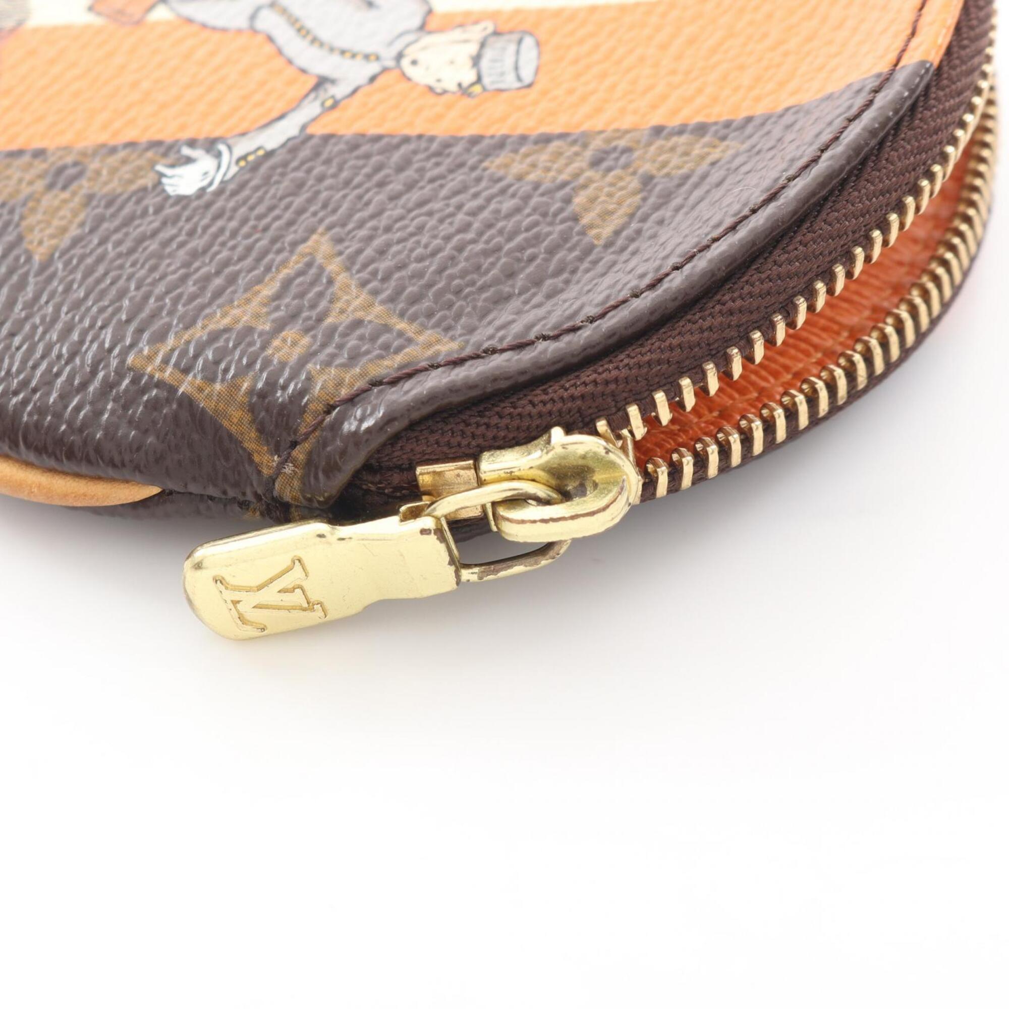 Louis Vuitton Brown Multi-Color Orange Leather Pvc Coin Purse/Coin Case (Pre-Owned)