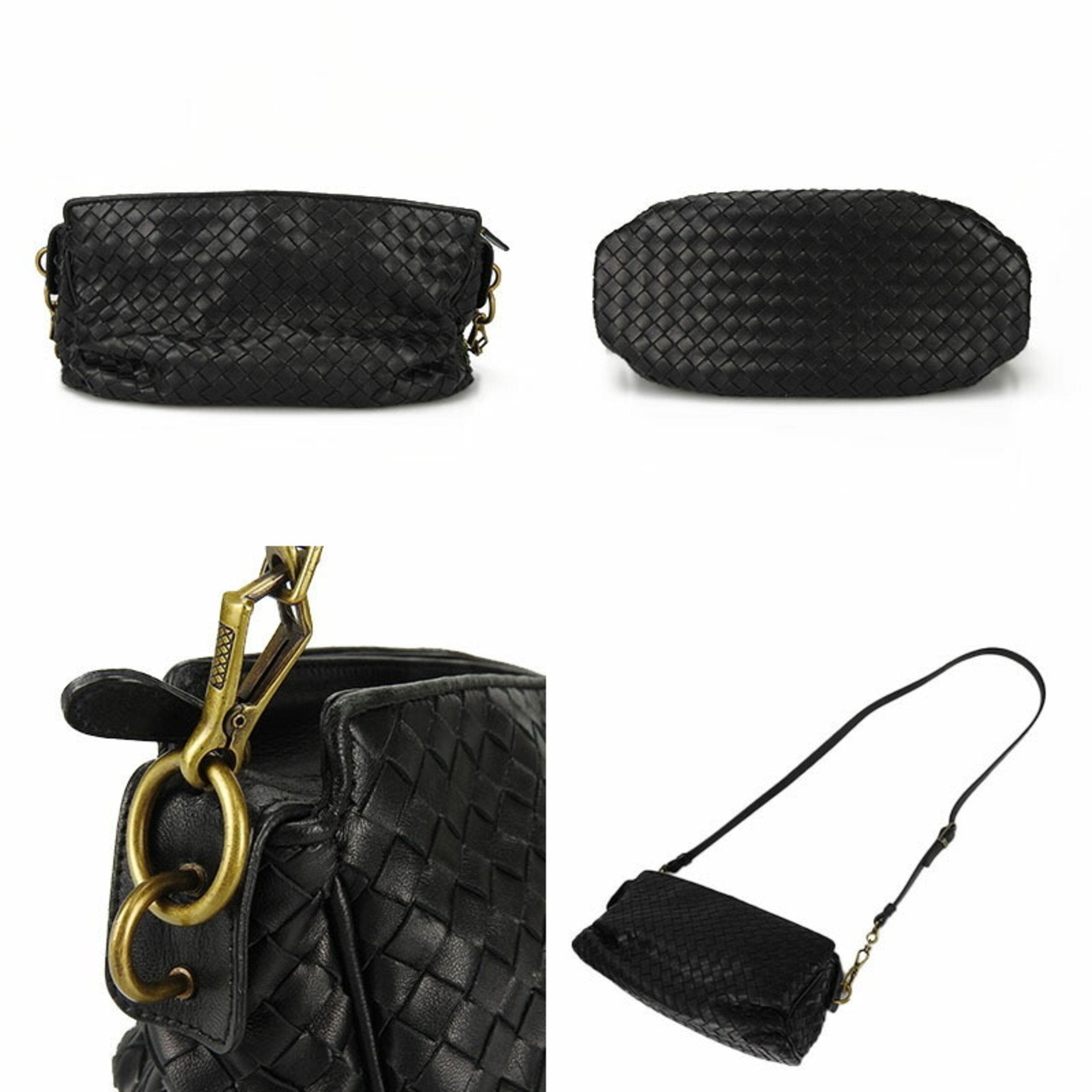 Bottega Veneta Intrecciato Black Intrecciato Shoulder Bag (Pre-Owned)