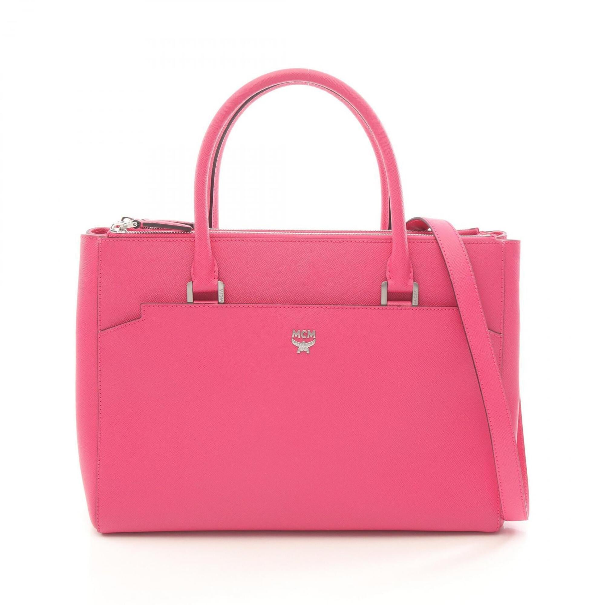 Mcm Pink Leather Handbag Tote Bag (Pre-Owned)