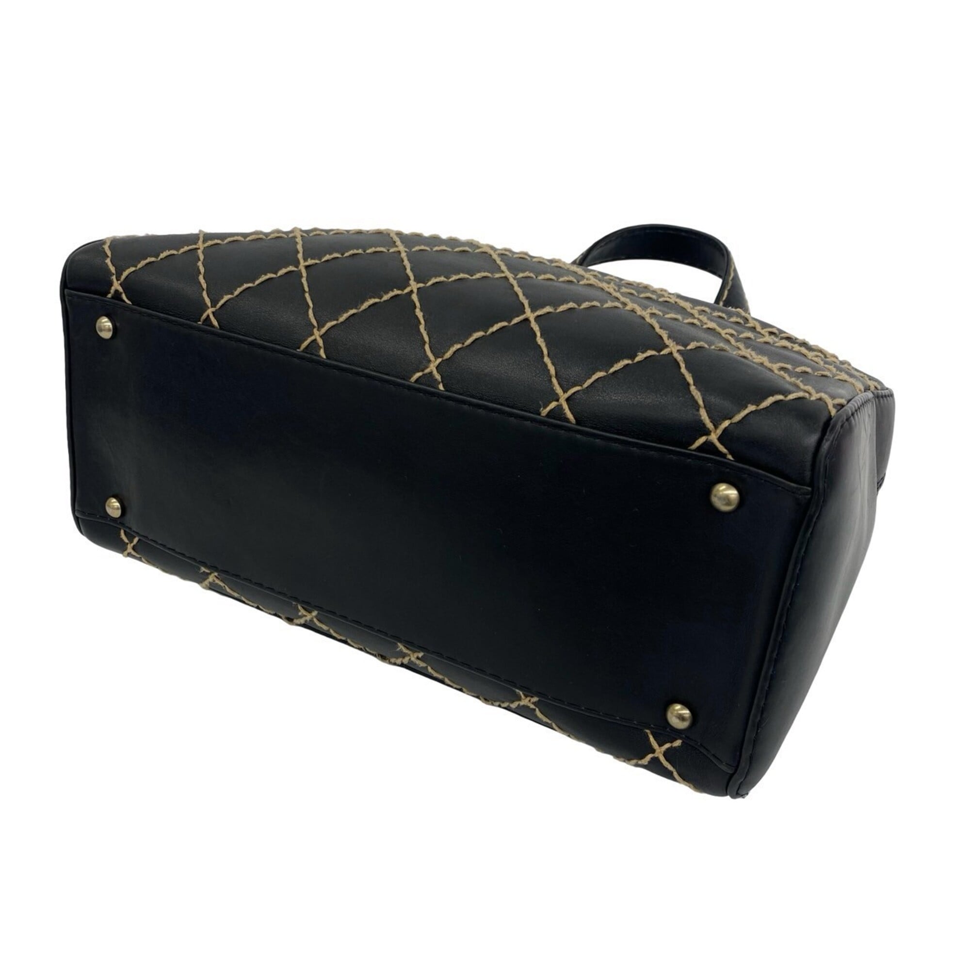 Chanel Black Leather Boston Bag Handbag (Pre-Owned)