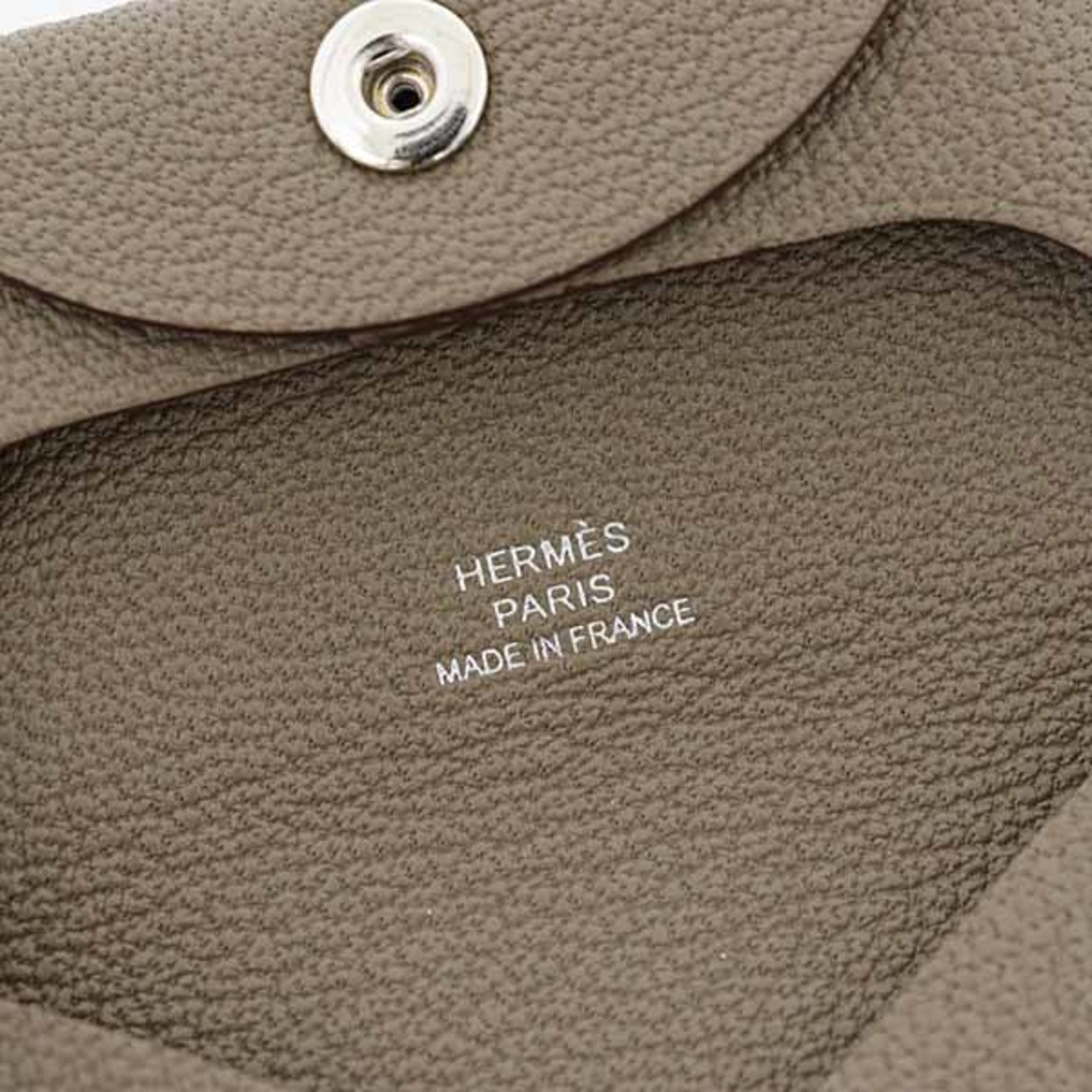Hermes Bastia Etoupe Gray Chevre Myzore Leather Coin Purse/Coin Case (Pre-Owned)